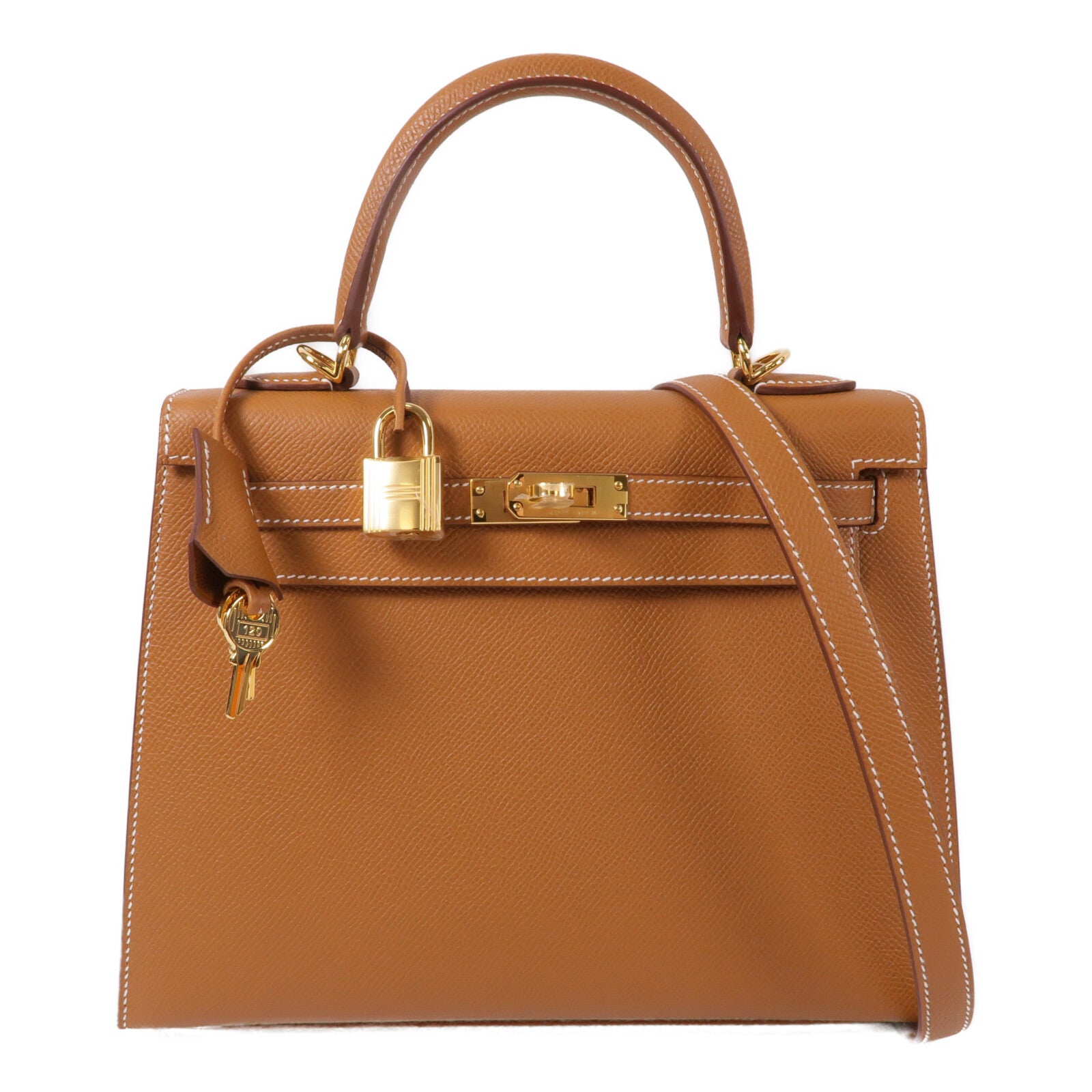 HERMES Epsom皮革Kelly 25手挽肩背兩用袋Gold