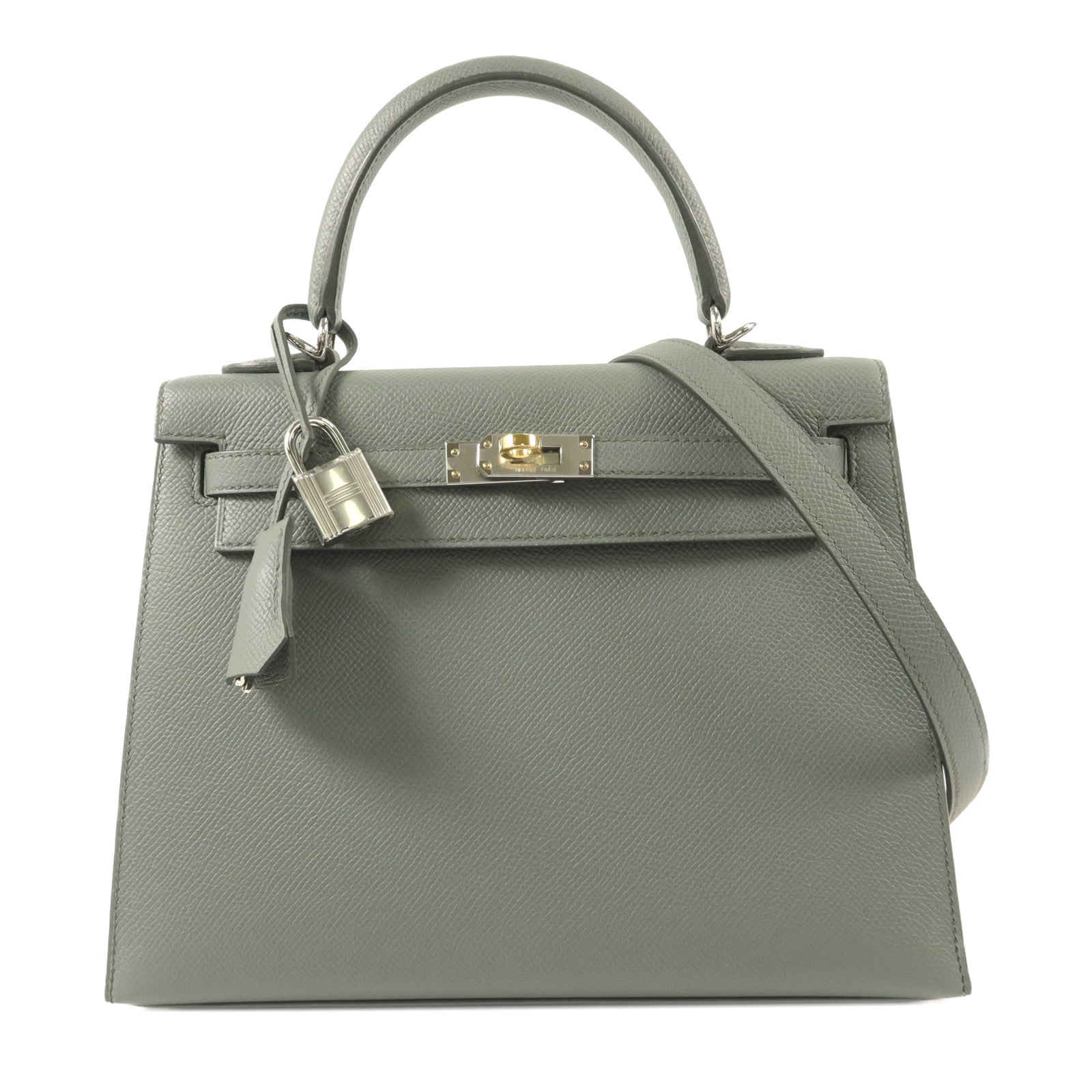 HERMES Epsom皮革Kelly 25手挽肩背兩用袋Vert Amande