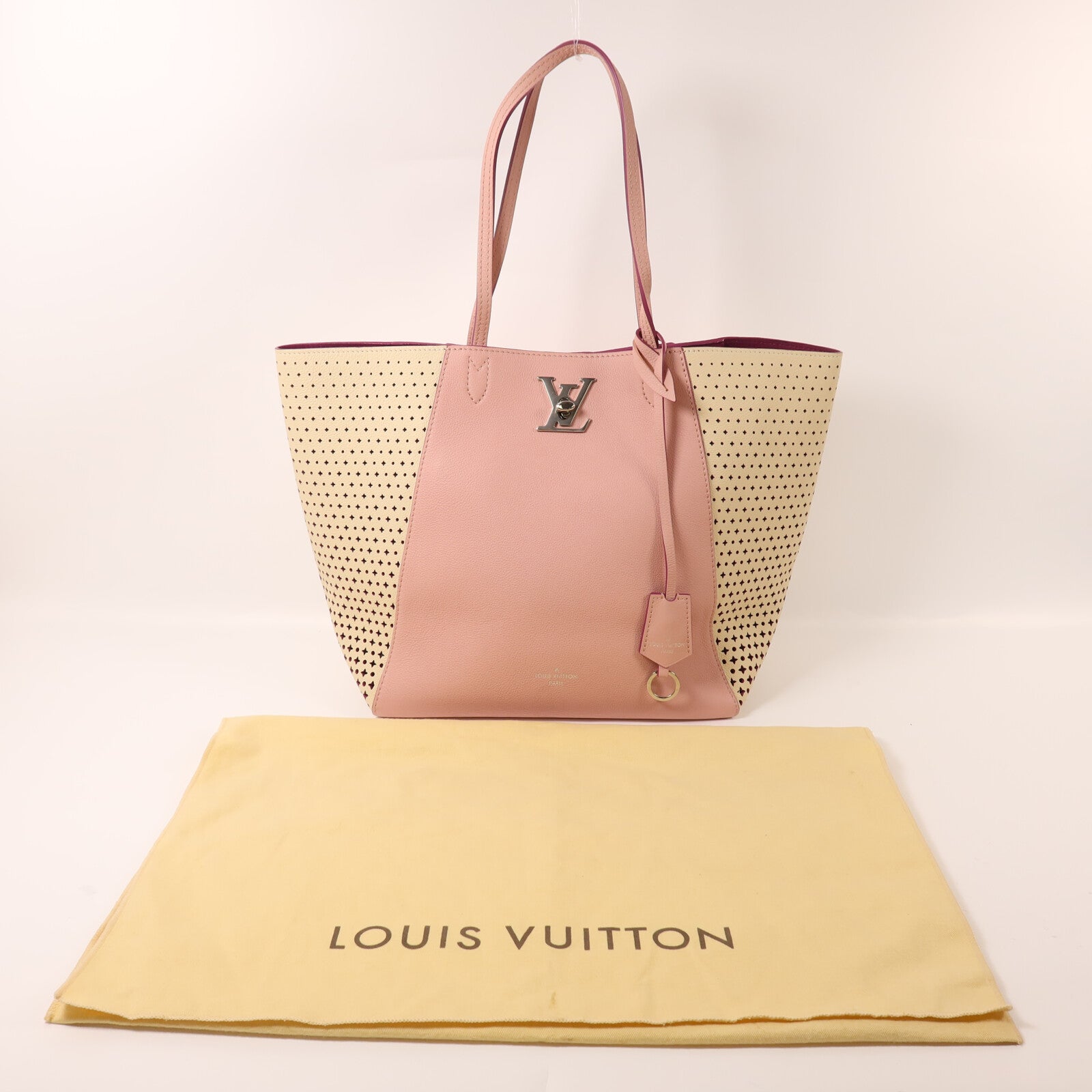 LOUIS VUITTON 牛皮皮革Rockme Cabas銀扣手挽袋