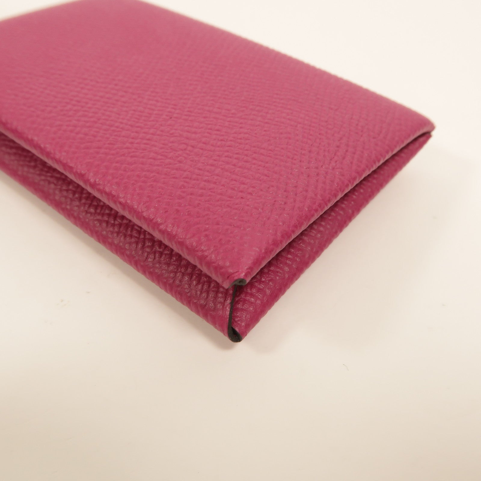 HERMES Epsom皮革Calvi卡片套Rose Pourpre