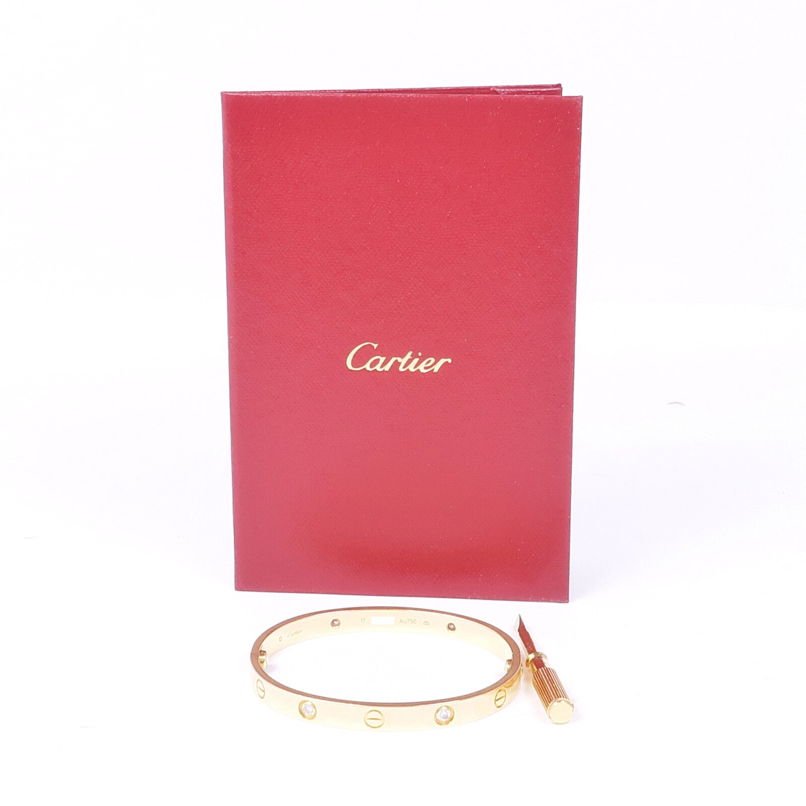 CARTIER 18K黃金Love Bracelet 4 Diamonds鑽石手鐲Cartier#17