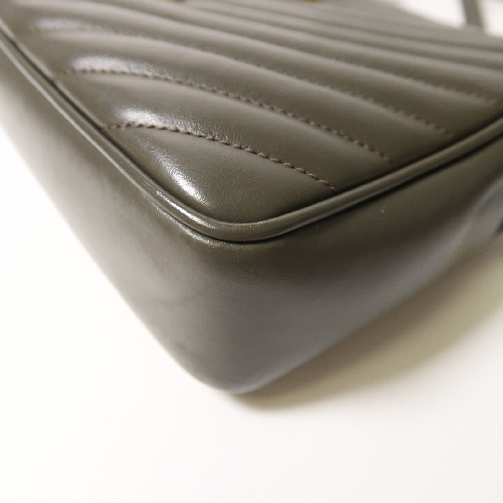 SAINT LAURENT 牛皮皮革Shoulder Bag金扣肩背袋深綠色