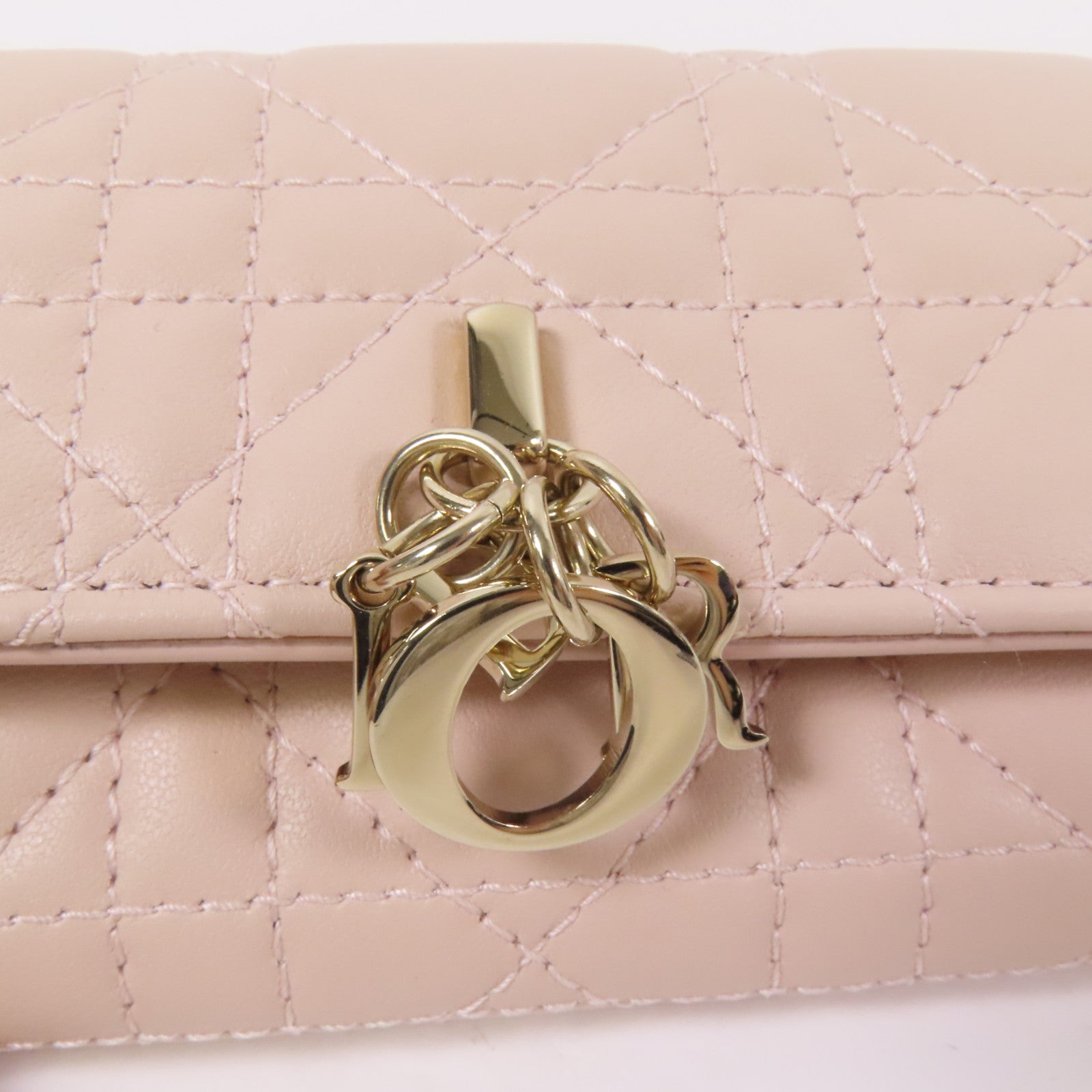 Dior 羊革皮革Caro Dahlia金扣卡片套