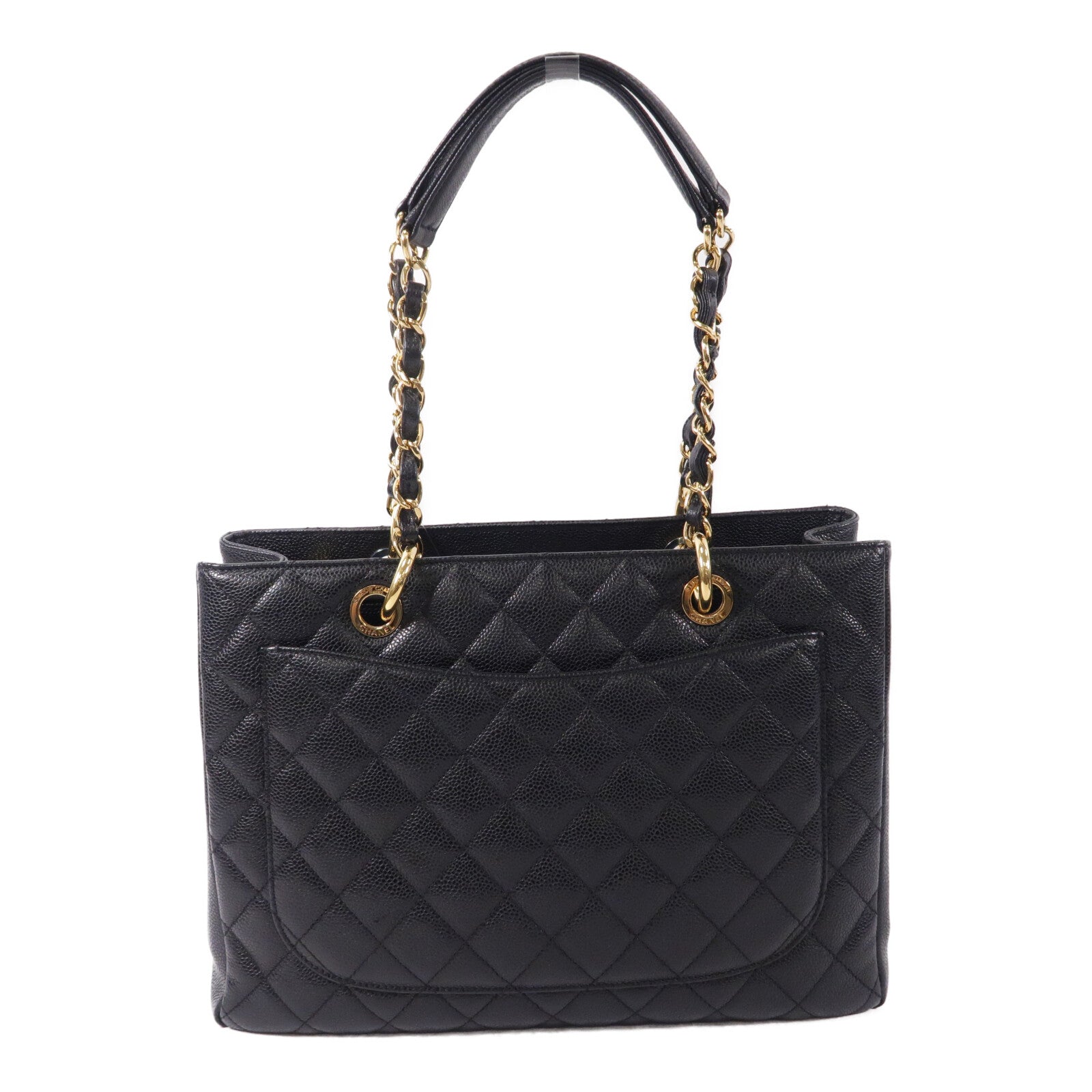 CHANEL 牛皮皮革GST Grand Shopping Tote Bag鏈帶肩背袋