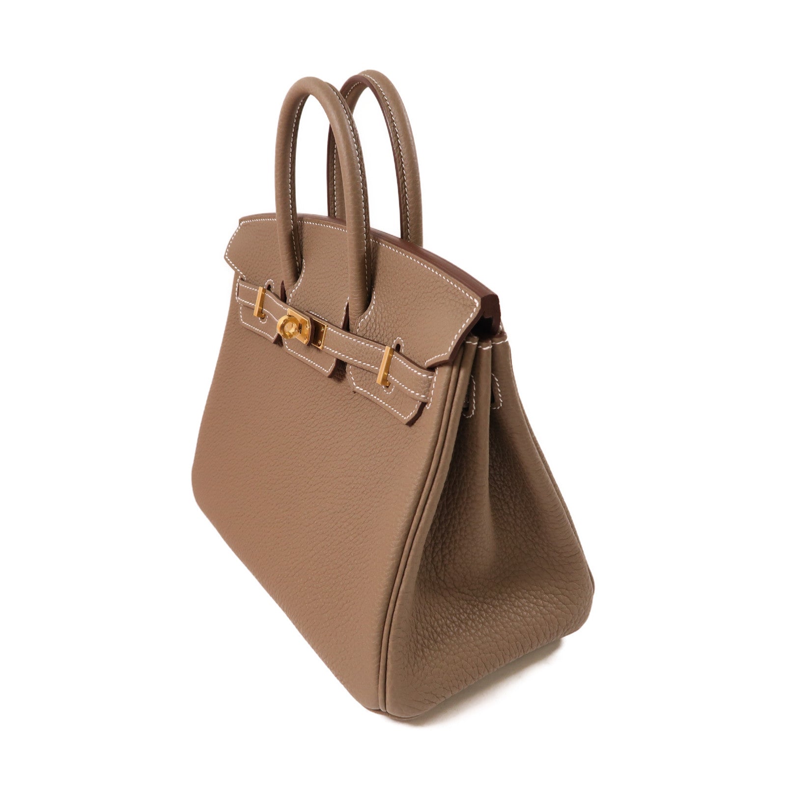 HERMES (PRICE DOWN) GHW Birkin 25 Handbag Togo Leather Etoupe Gray
