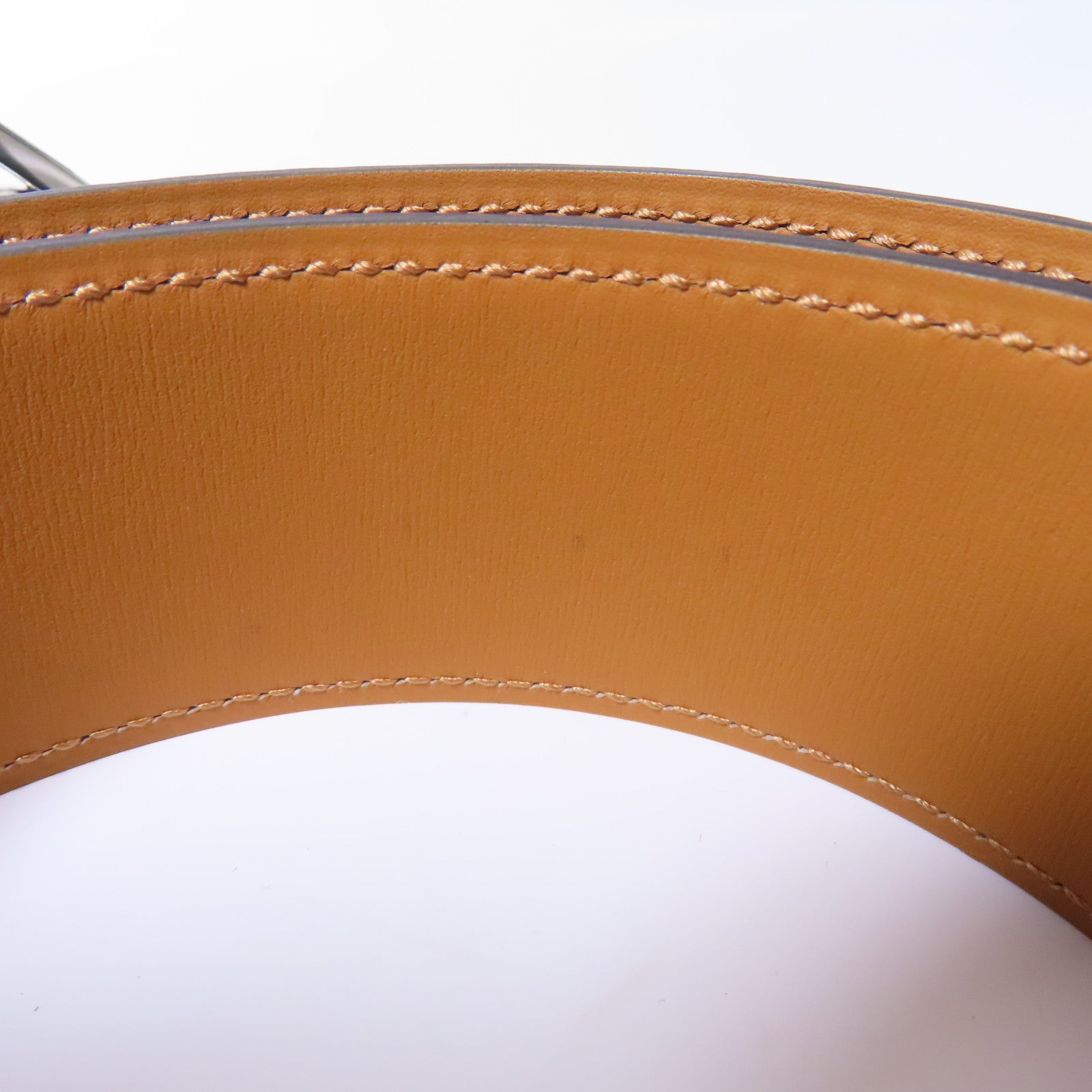 HERMES 牛皮皮革Belt銀扣皮帶黑色