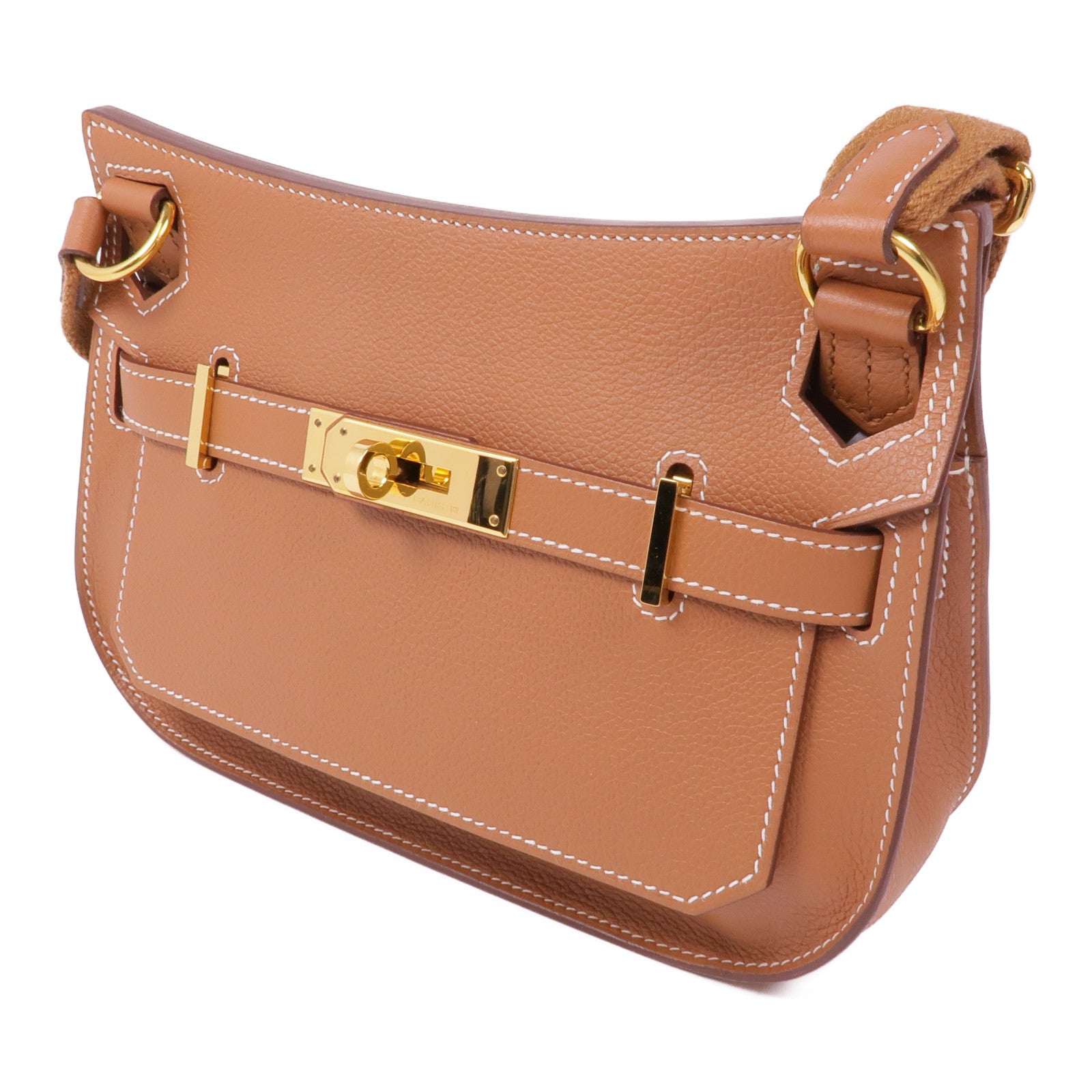 HERMES Evercolor皮革Jypsiere Mini金扣肩背袋37 Gold
