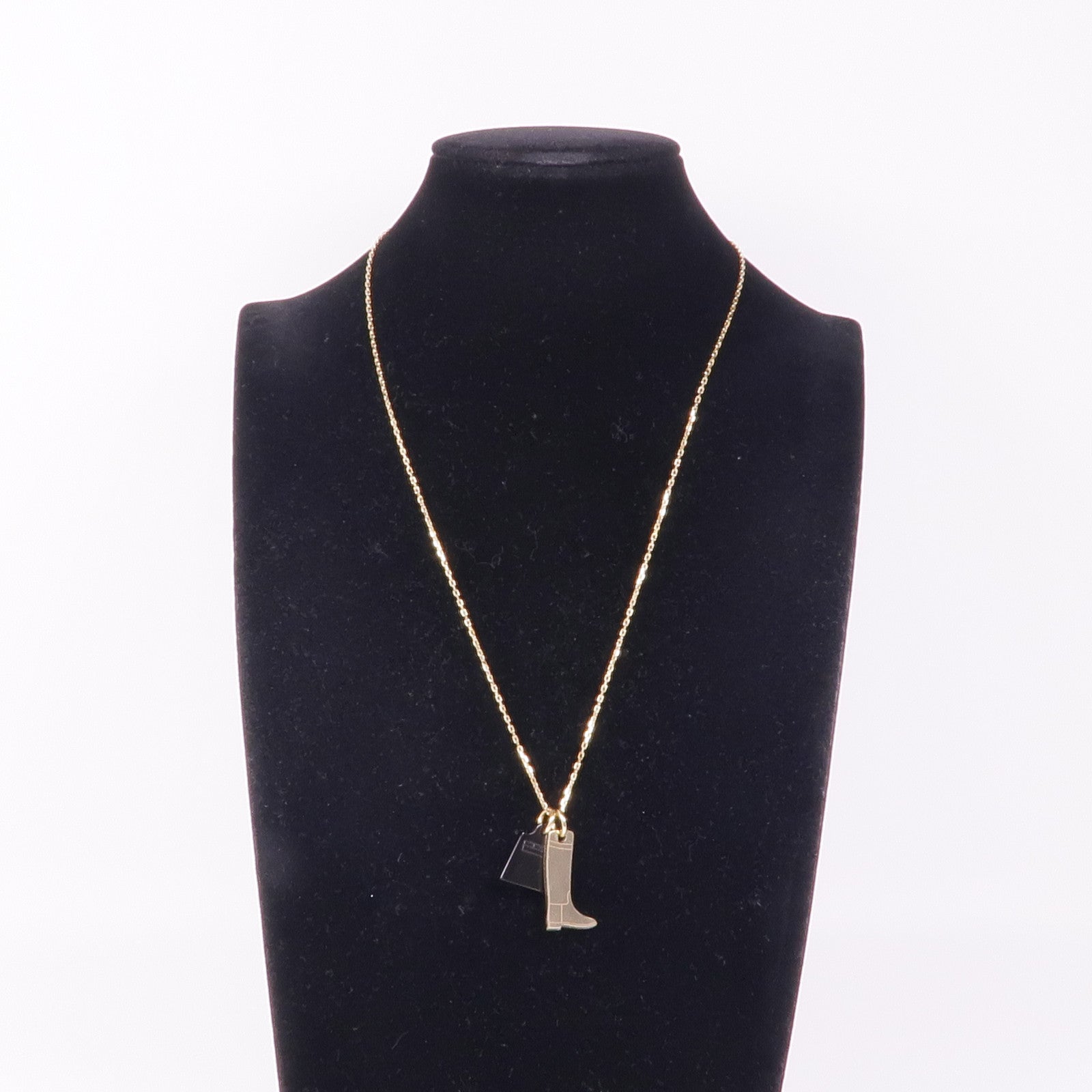 HERMES 金屬/Buffalo Horn Amulette Maroquinier Pendant Kelly Bag項鍊Black/Gold