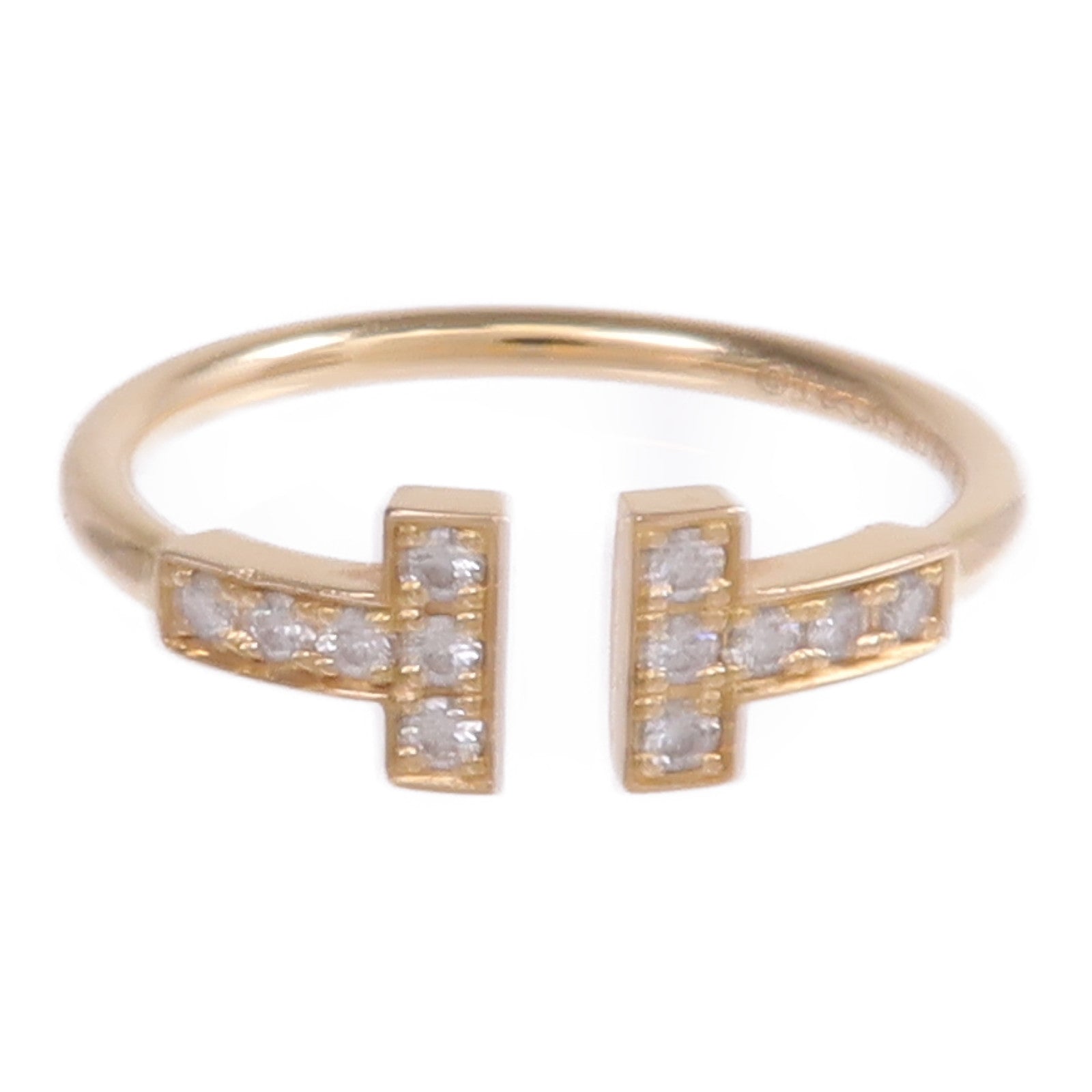 TIFFANY＆CO 18K玫瑰金T Diamond Wire Ring鑽石戒指US#6.75