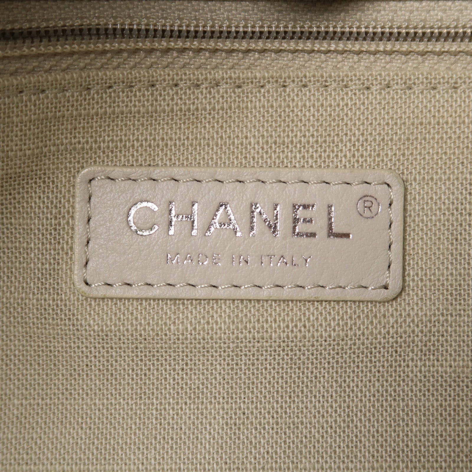 CHANEL 帆布Deauville Tote銀扣手挽肩背兩用袋