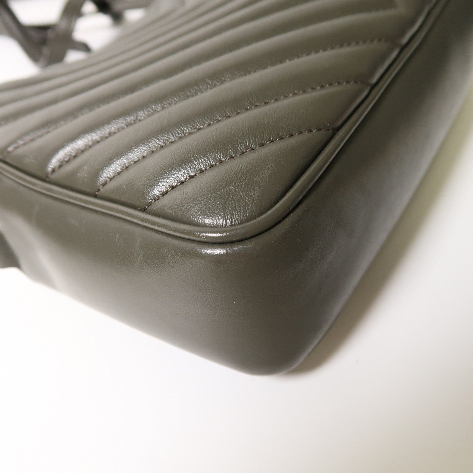 SAINT LAURENT 牛皮皮革Shoulder Bag金扣肩背袋深綠色