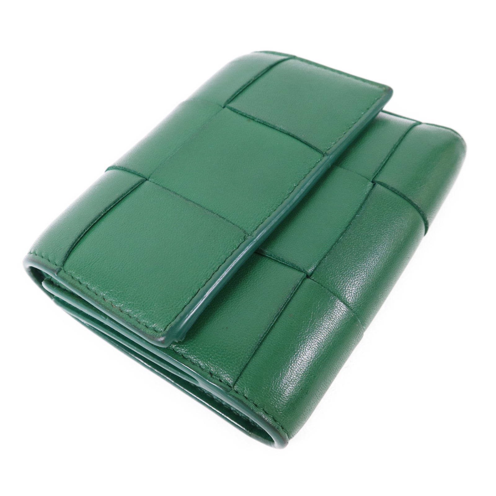 BOTTEGA VENETA 羊皮皮革Cassette Trifold Short Wallet金扣錢包