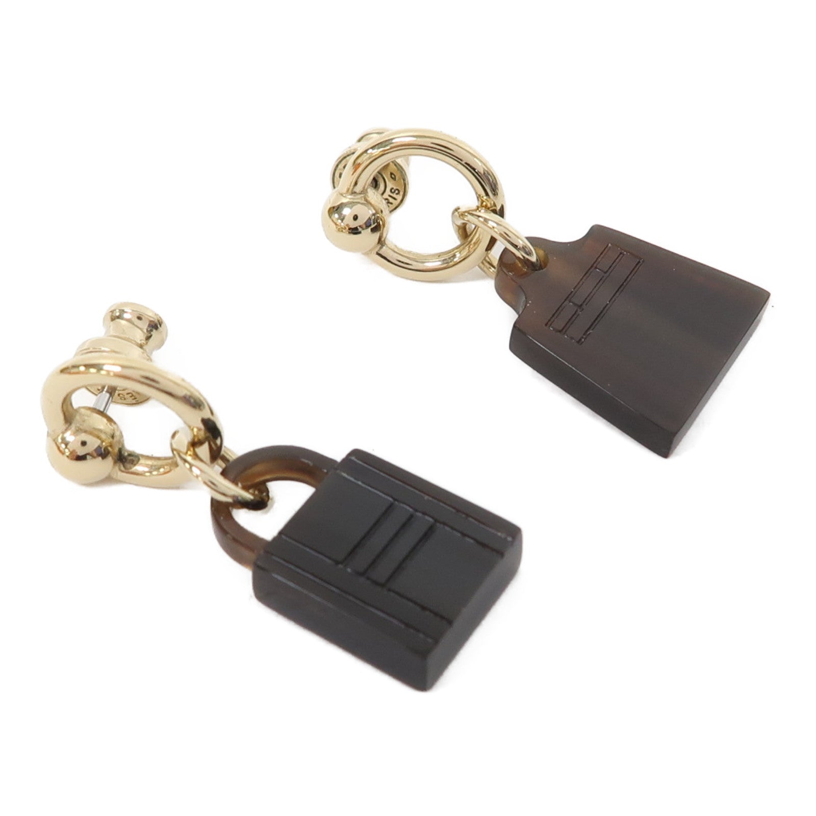 HERMES 水牛角Earrings耳環啡色