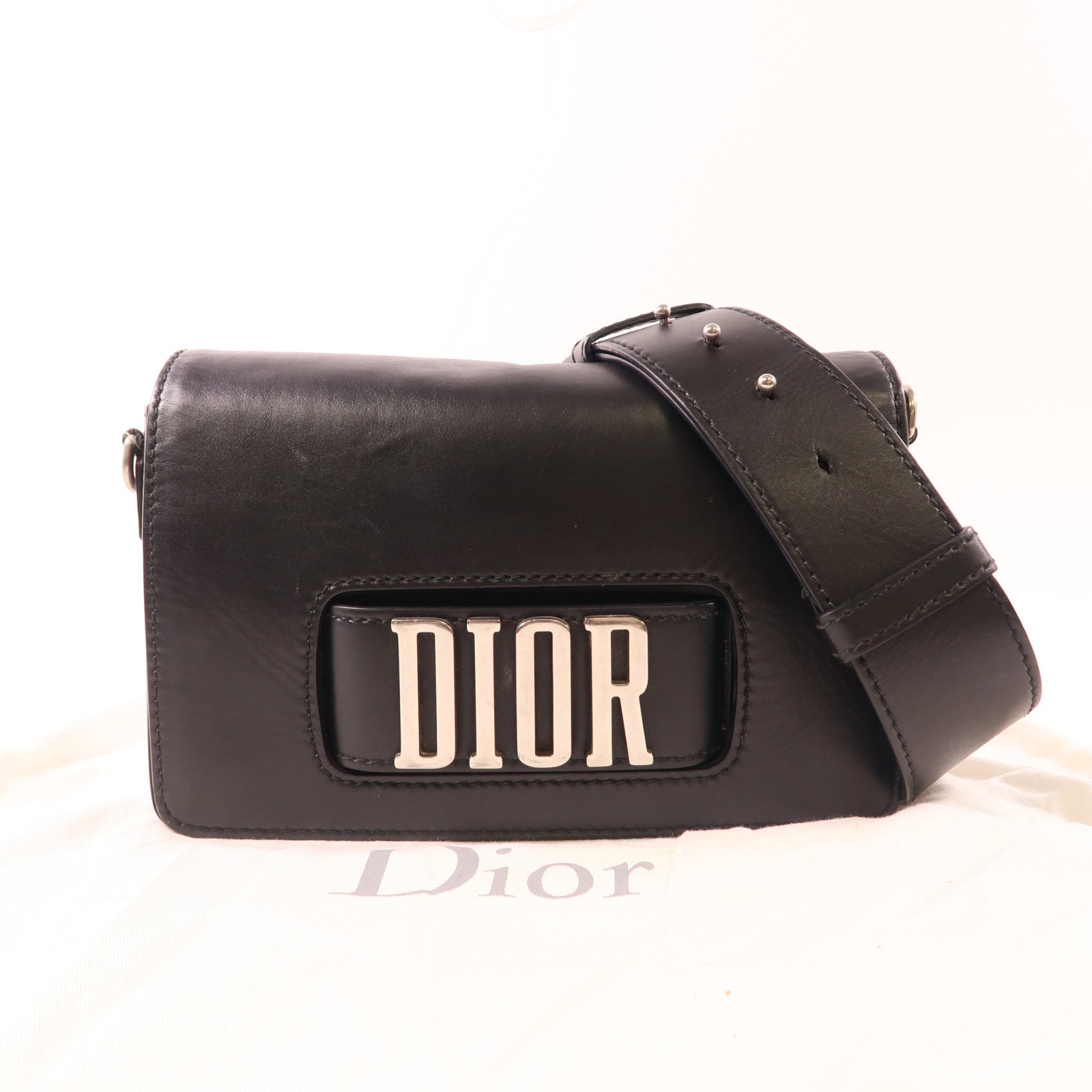 Dior 牛皮皮革J'adore銀扣肩背袋