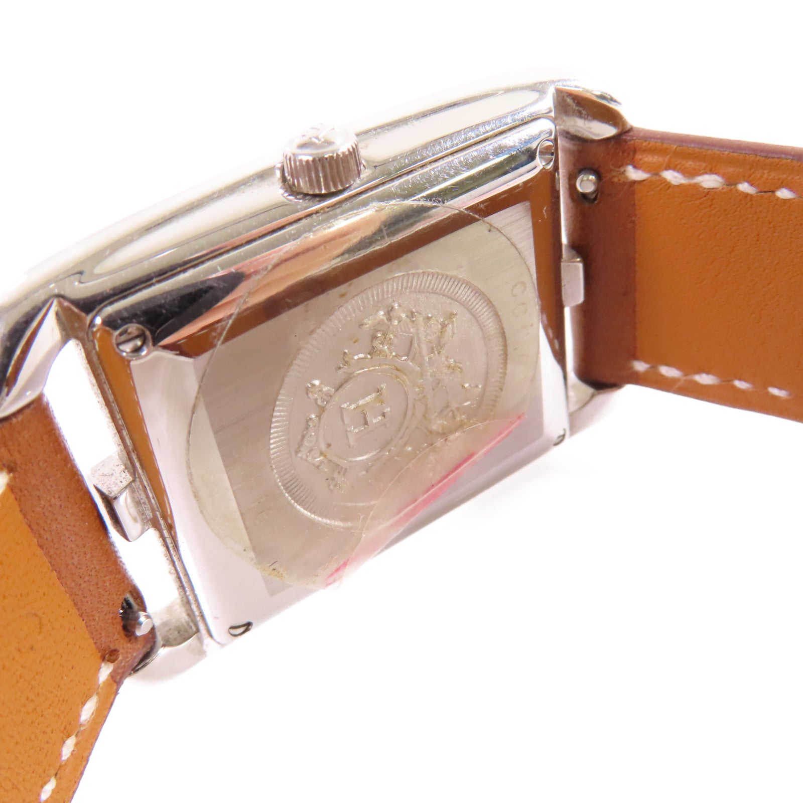 HERMES Cape Cod Watch不鏽鋼/牛皮皮革帶自動機芯手錶白色/啡色