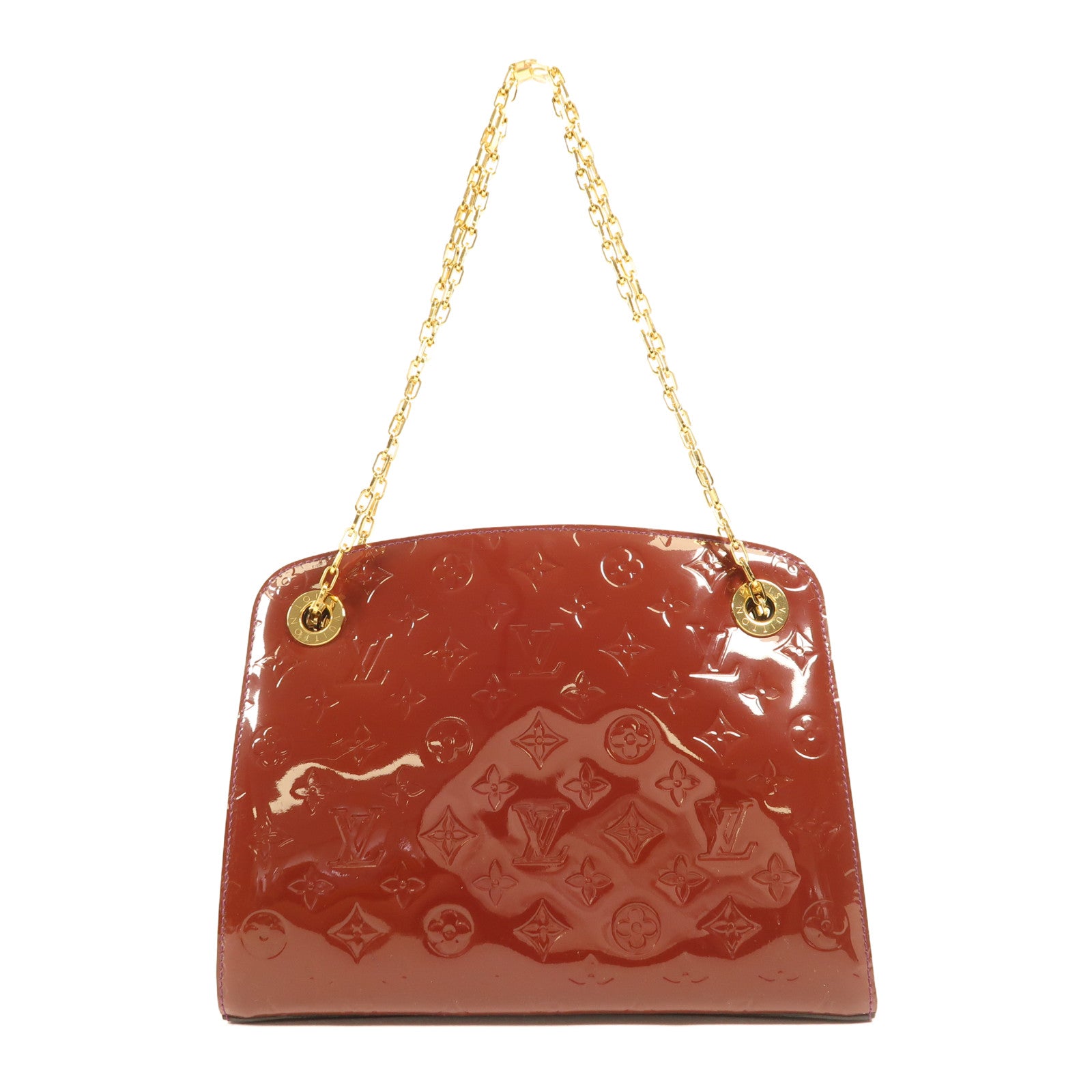 LOUIS VUITTON Vernis Virginia MM金扣鏈帶肩背袋