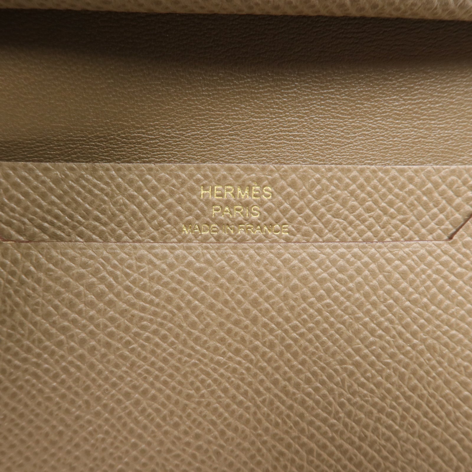 HERMES 【激減優惠】Epsom皮革Bearn Mini Wallet金扣錢包Etoupe