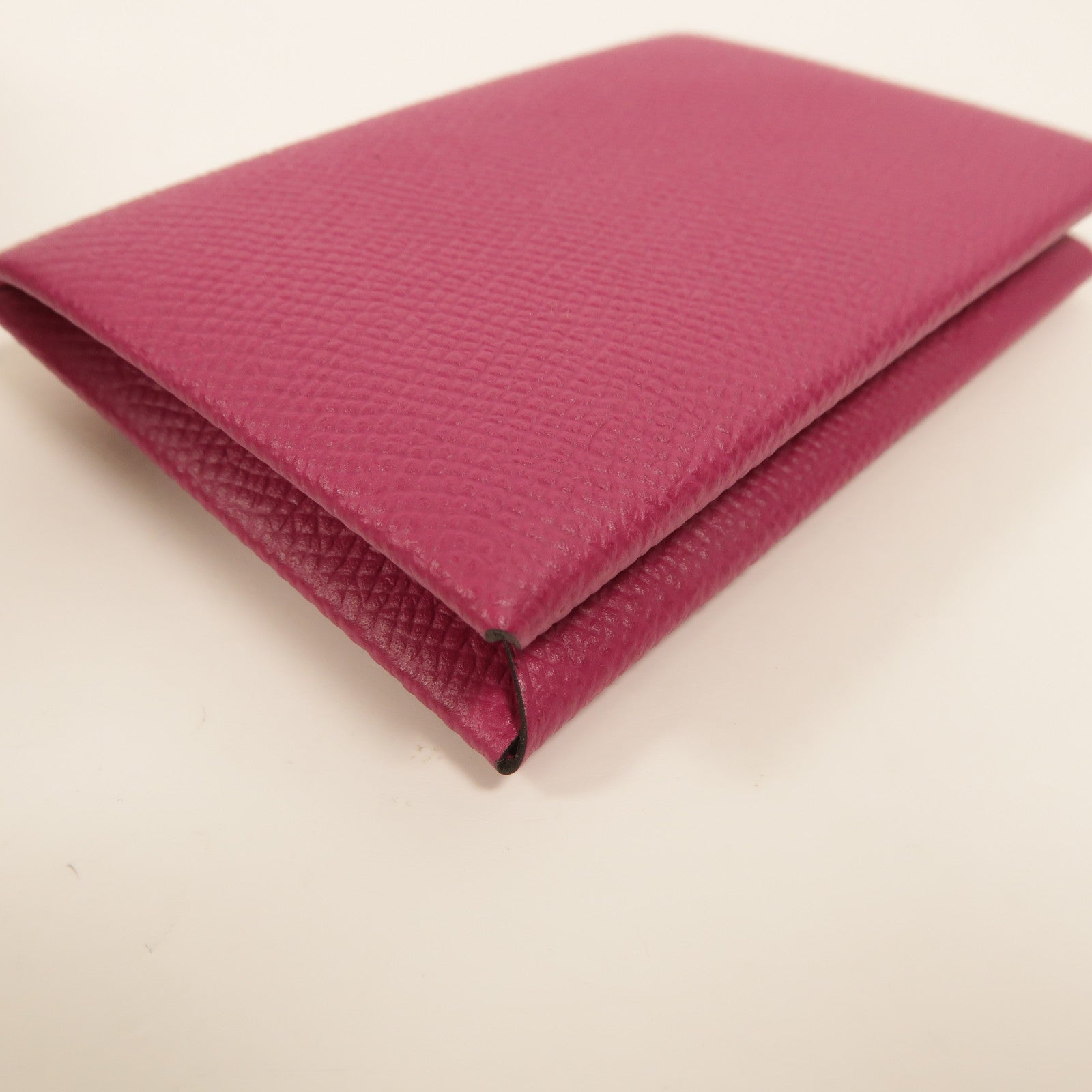 HERMES Epsom皮革Calvi卡片套Rose Pourpre