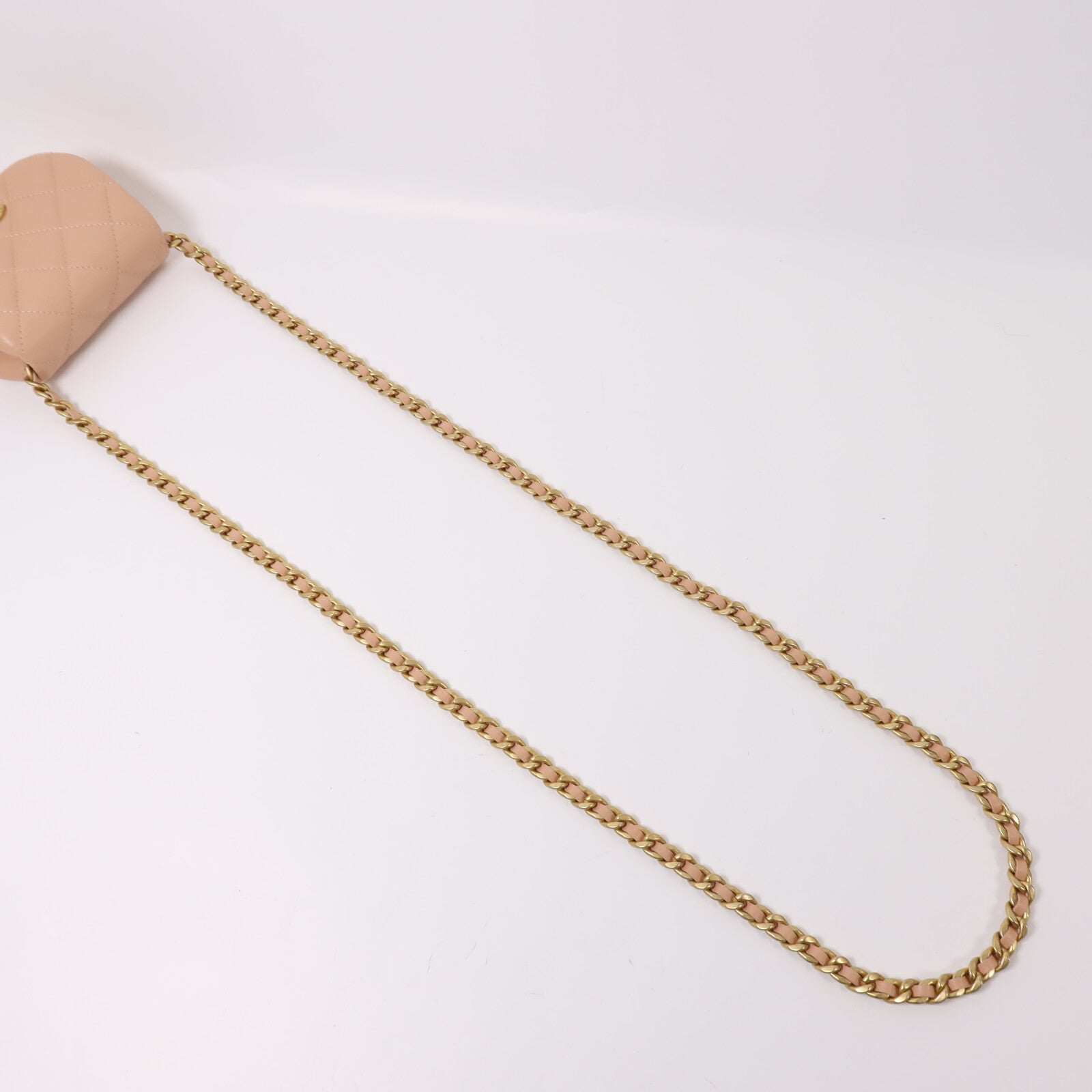 CHANEL 羊皮皮革Chain Shoulder金扣鏈帶肩背袋