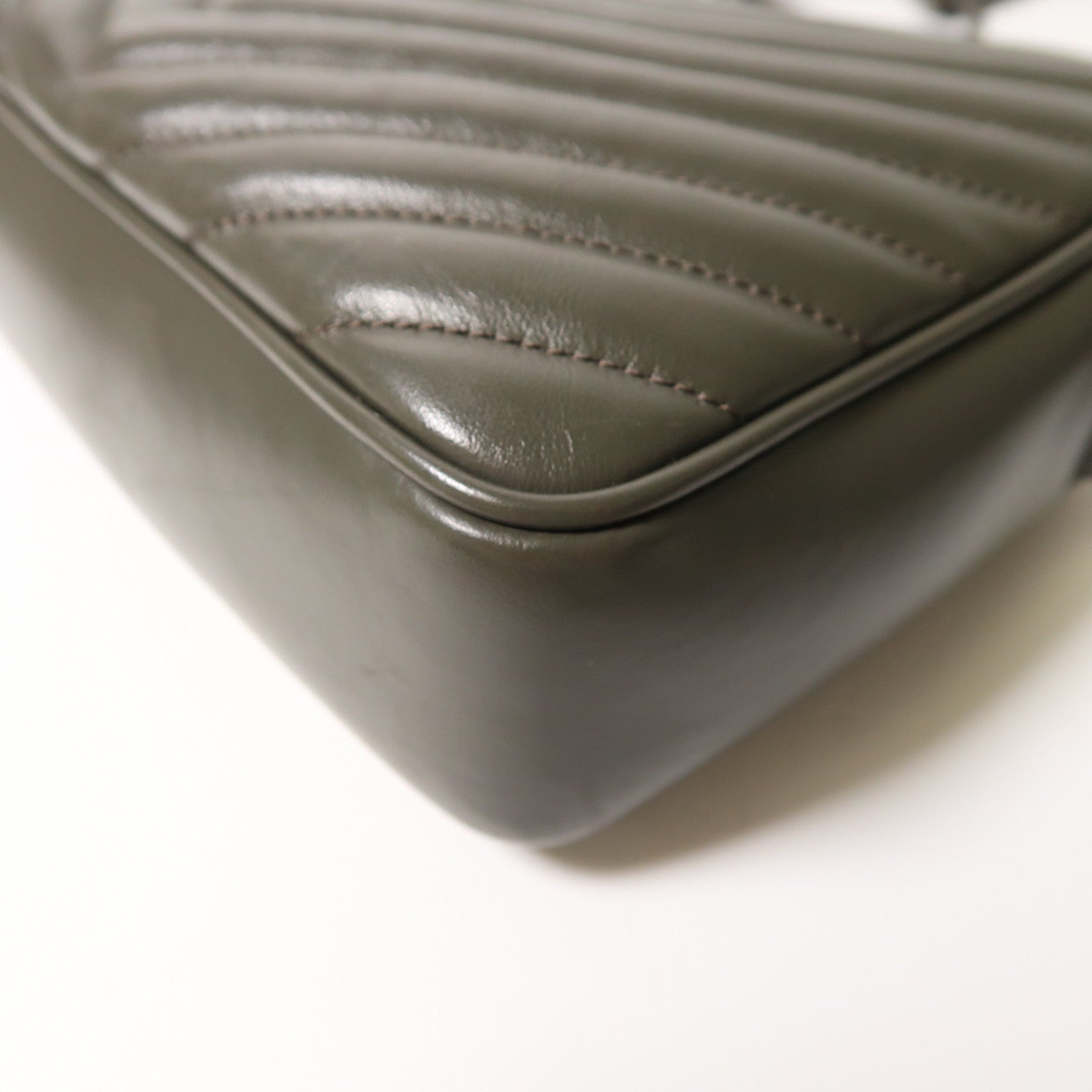 SAINT LAURENT 牛皮皮革Shoulder Bag金扣肩背袋深綠色
