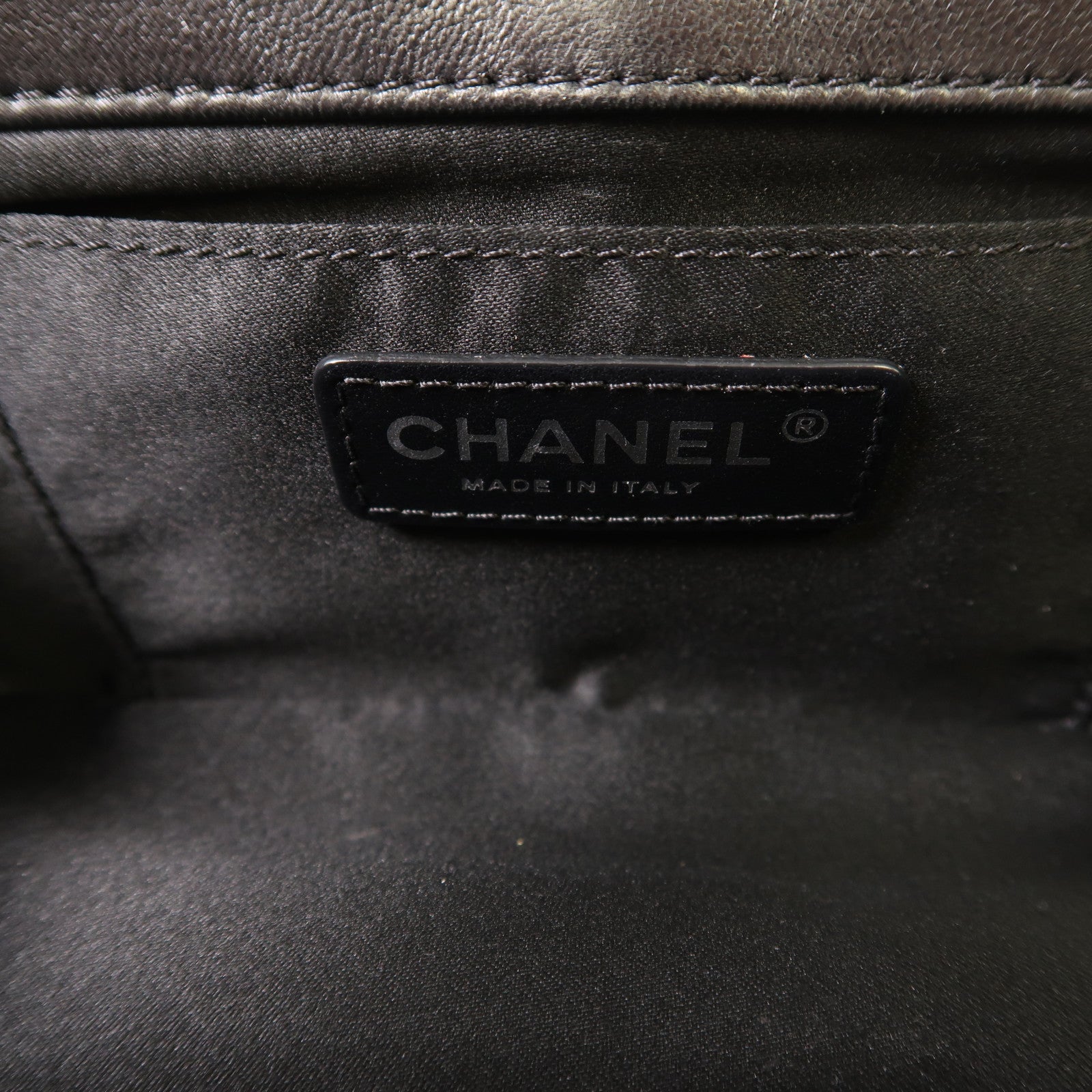 CHANEL CC Boy Vanity Case 2 Way Shoulder Bag Lambskin Leather Black