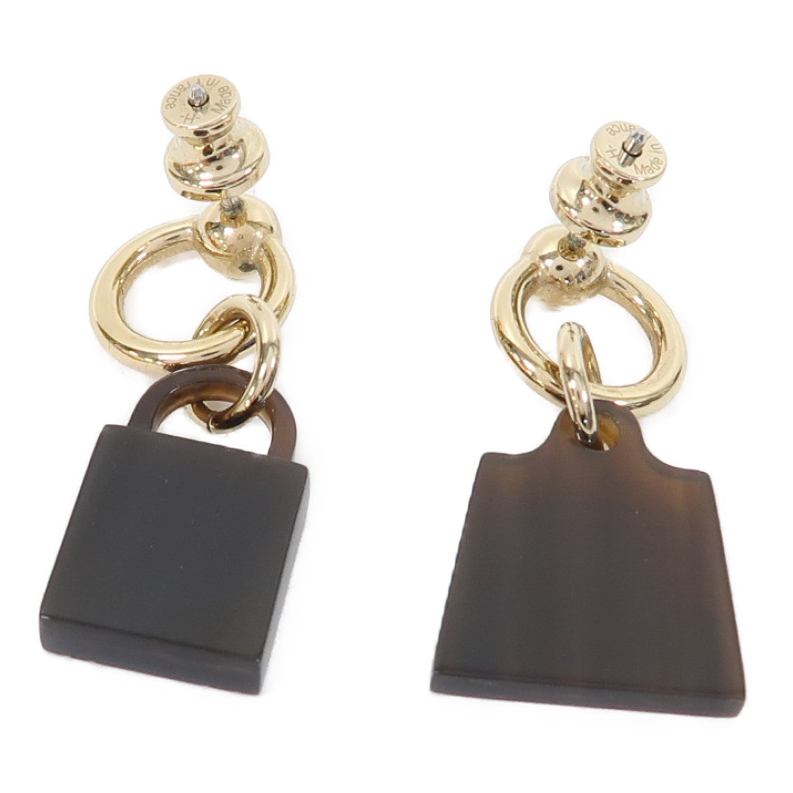 HERMES 水牛角Earrings耳環啡色