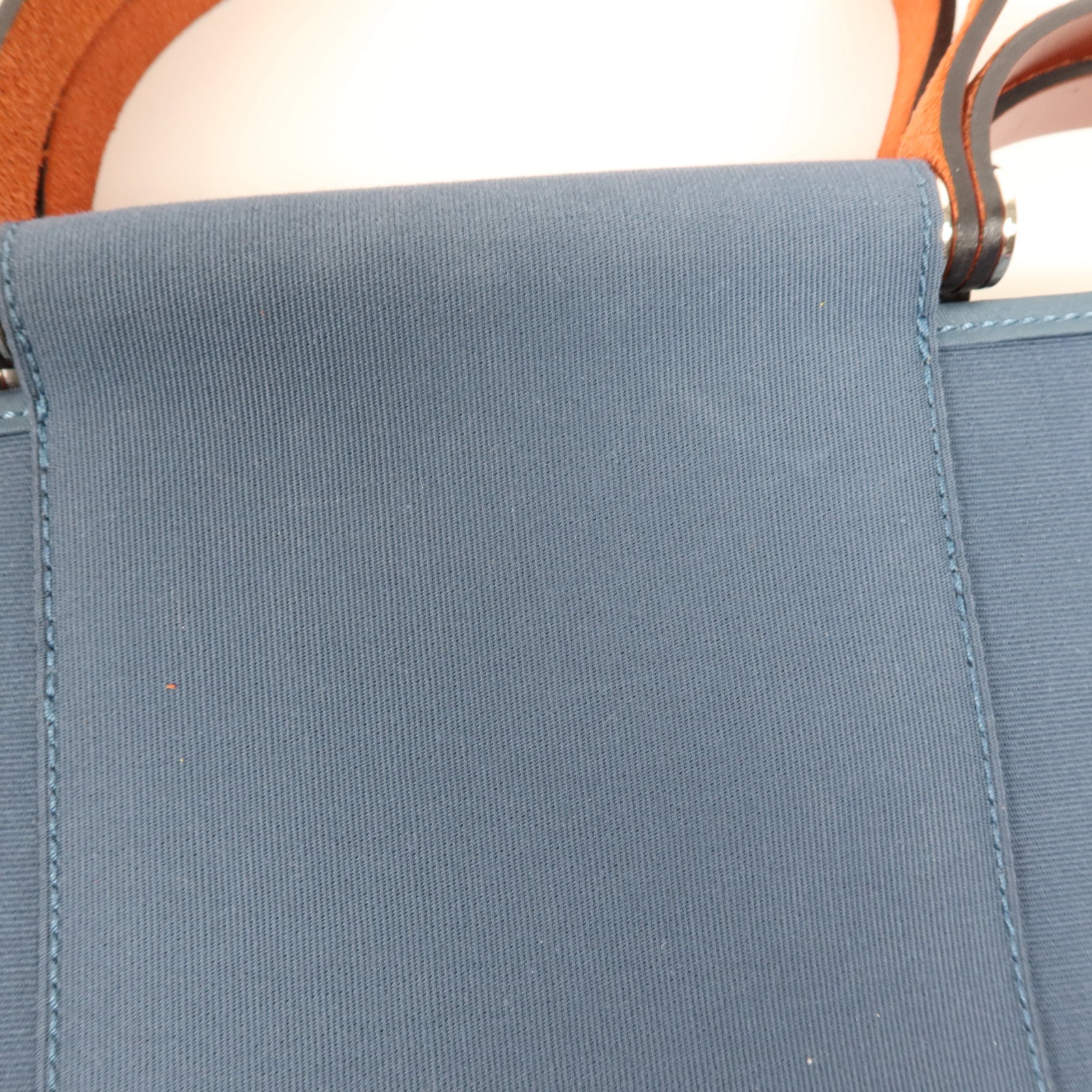 HERMES 帆布Cabag 32銀扣手挽肩背兩用袋Bleu Tempete