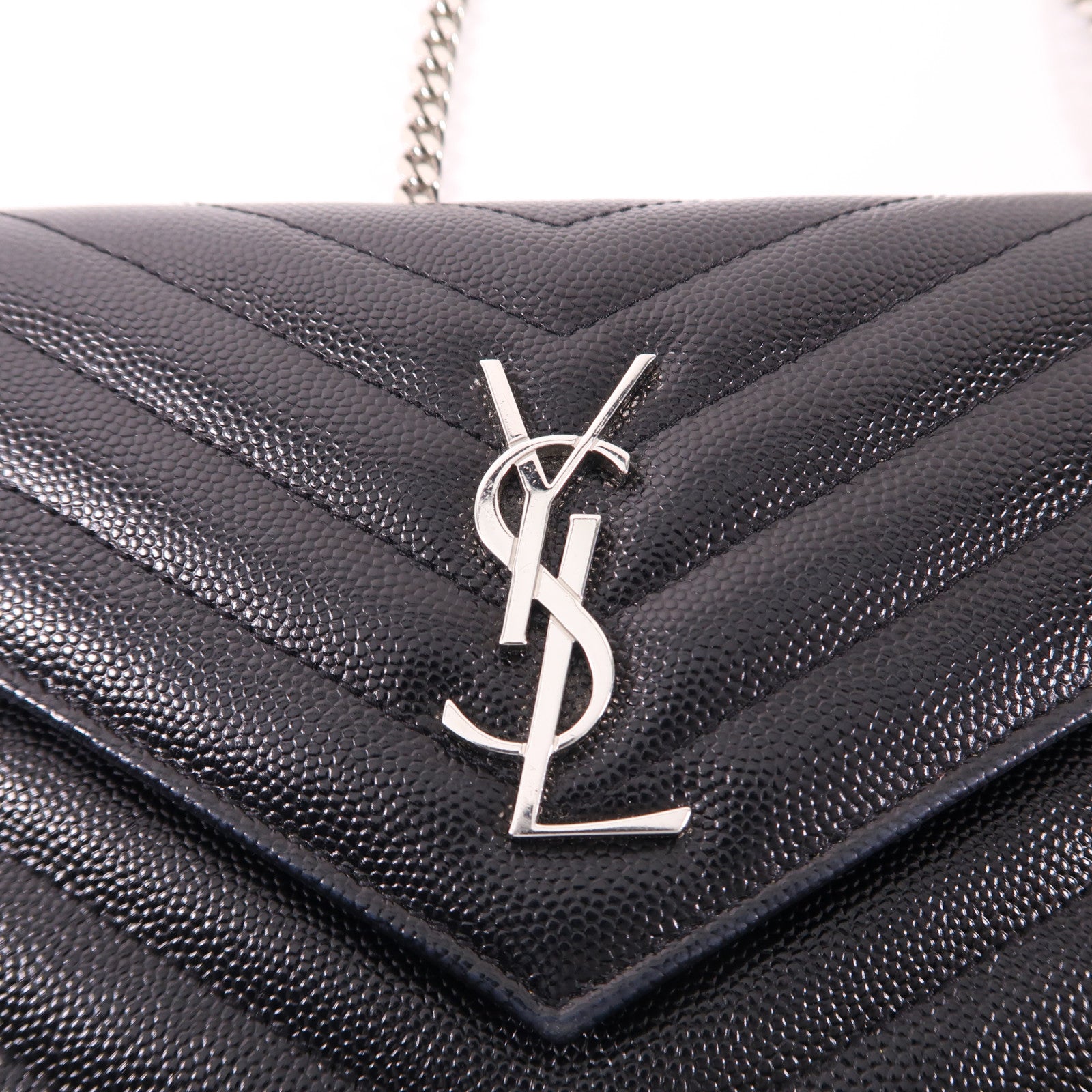 SAINT LAURENT 牛皮皮革Chain Shoulder Bag銀扣鏈帶肩背袋