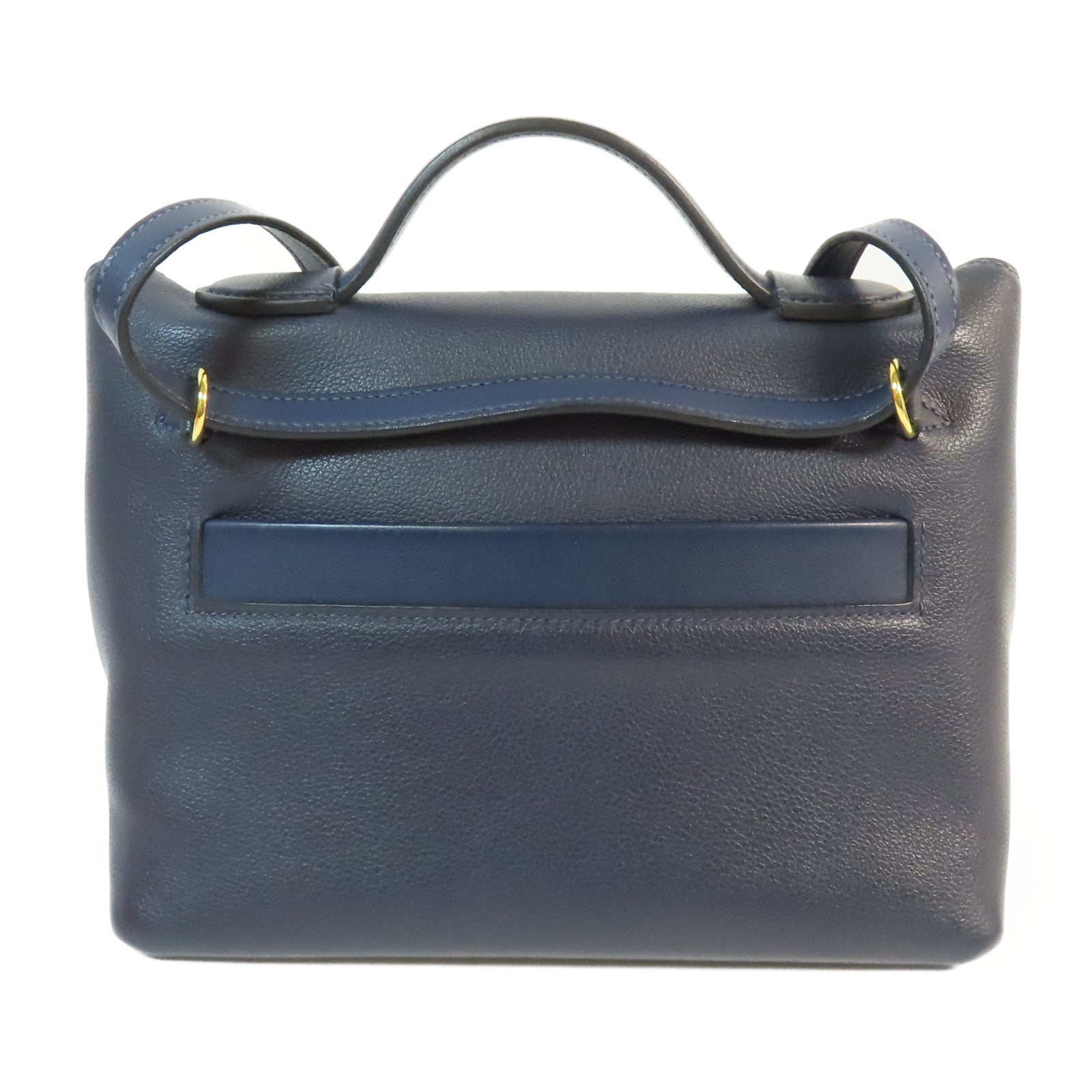 HERMES Evercolor皮革Mini 24/24金扣手挽肩背兩用袋Bleu Nuit