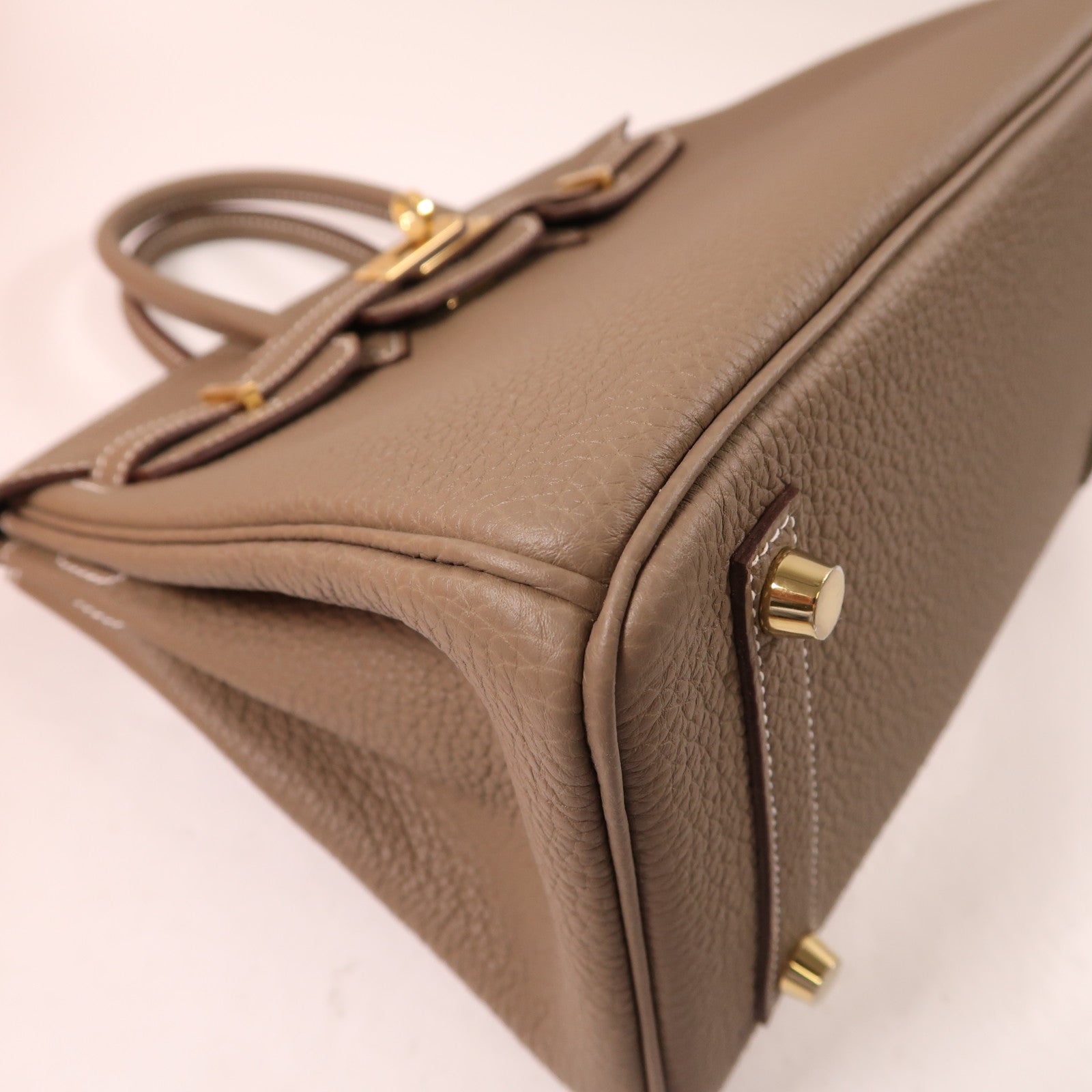 HERMES (PRICE DOWN) GHW Birkin 25 Handbag Togo Leather Etoupe Gray