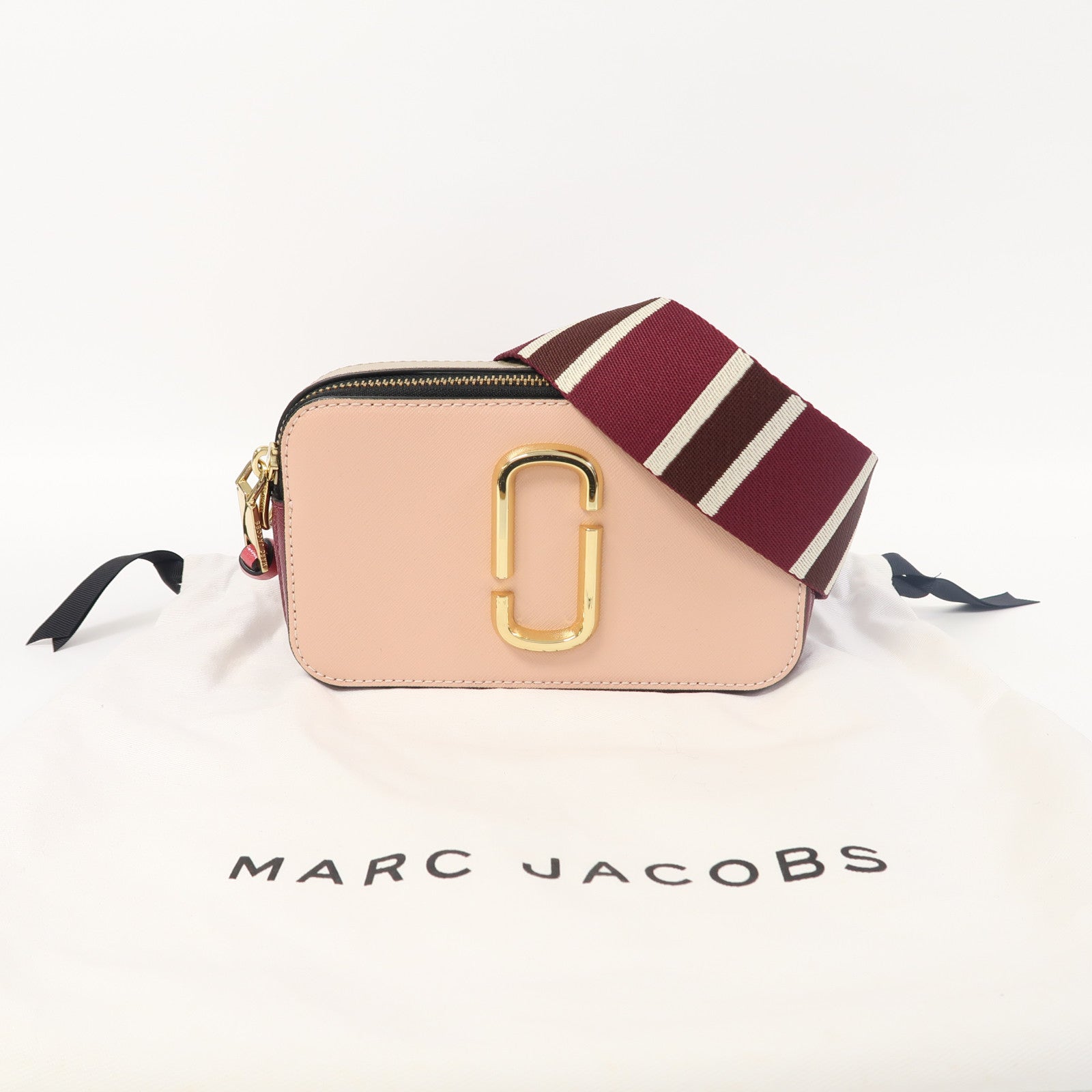 MARC JACOBS 牛皮皮革Small Camera Bag金扣肩背袋粉紅色/梅子色