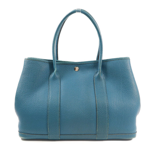 HERMES【激減優惠】 Negonda皮革Garden Party PM銀扣手挽袋Cobalt