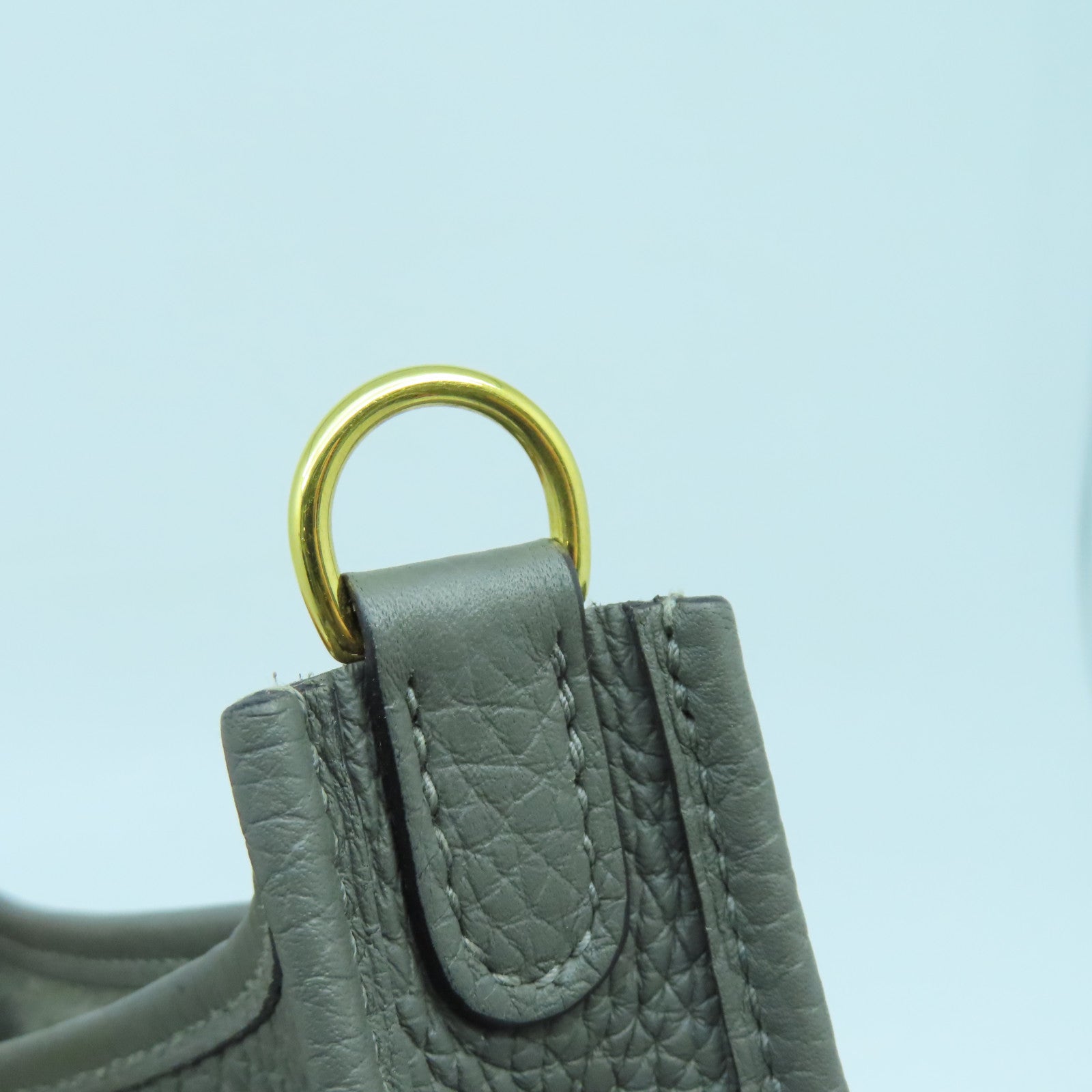 HERMES Clemence皮革Evelyne TPM金扣肩背袋Etain錫器灰色