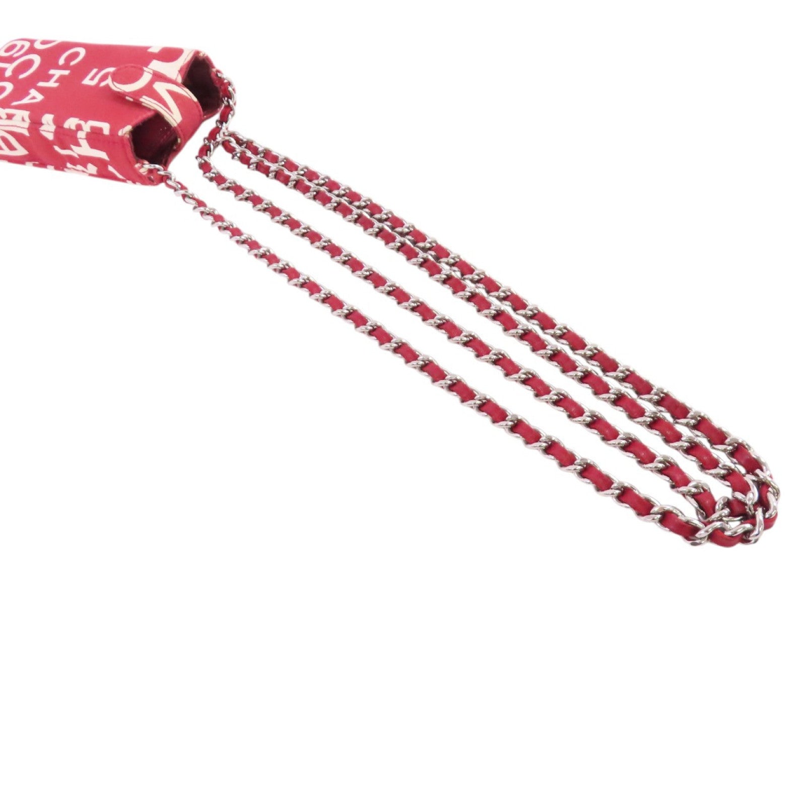 CHANEL 帆布Phone Case Shoulder Bag金扣鏈帶肩背袋