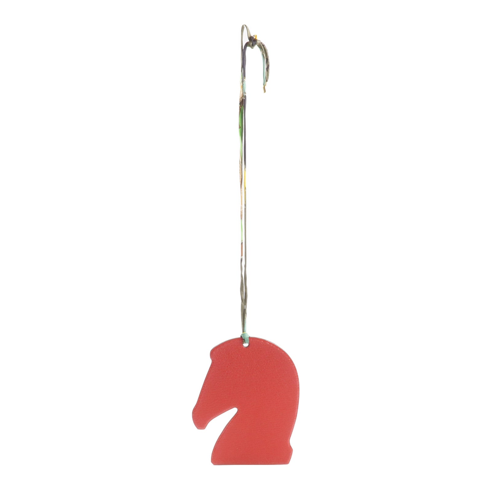 HERMES Chevre皮革Samarcande Horse Charm掛飾Orange/Rouge Casaque