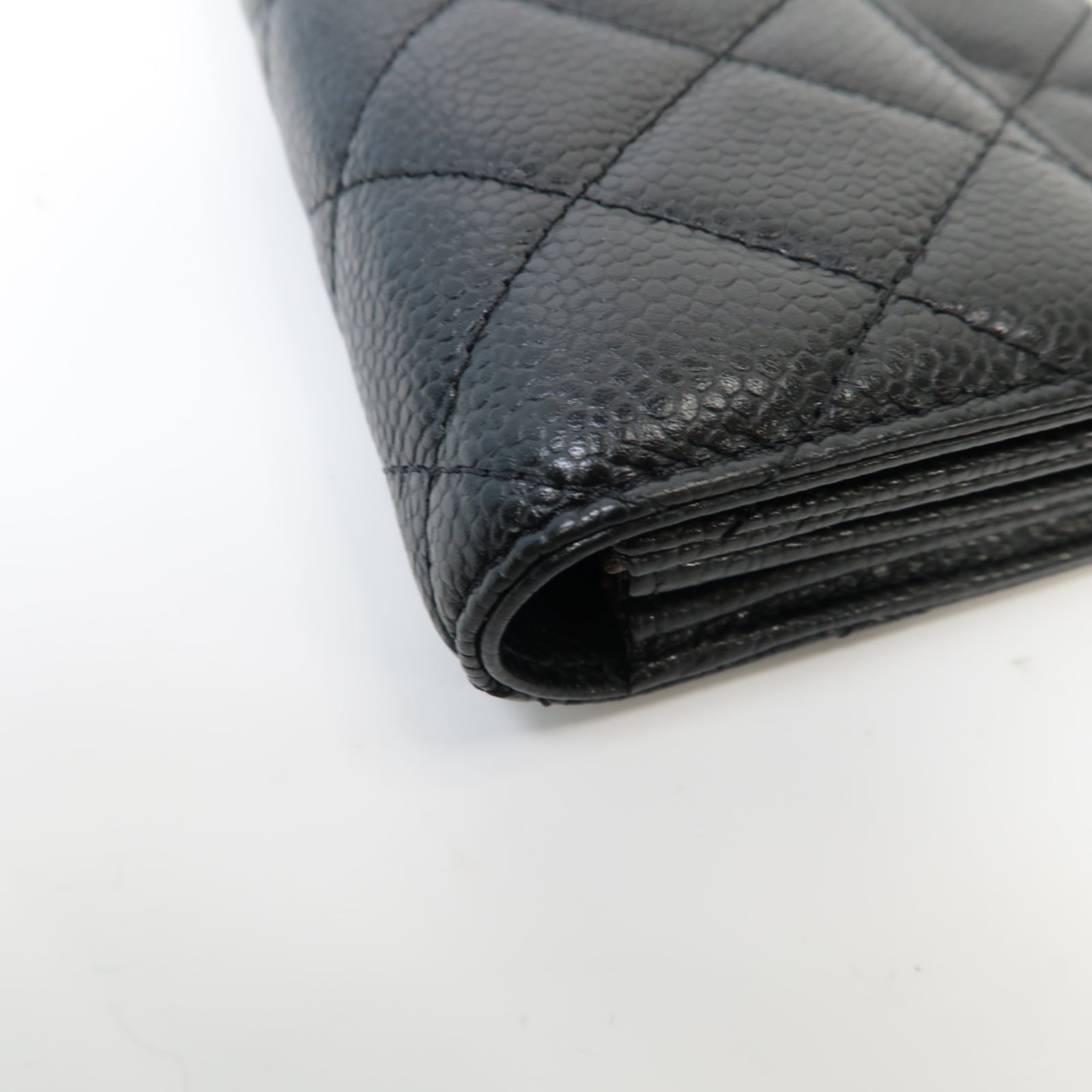 CHANEL Caviar皮革Classic Long Wallet銀扣長錢包黒色