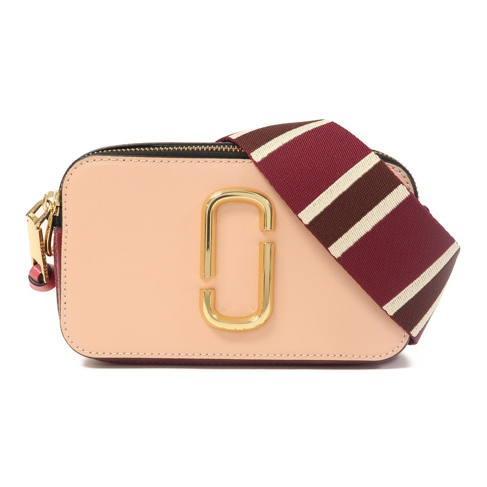 MARC JACOBS 牛皮皮革Small Camera Bag金扣肩背袋粉紅色/梅子色