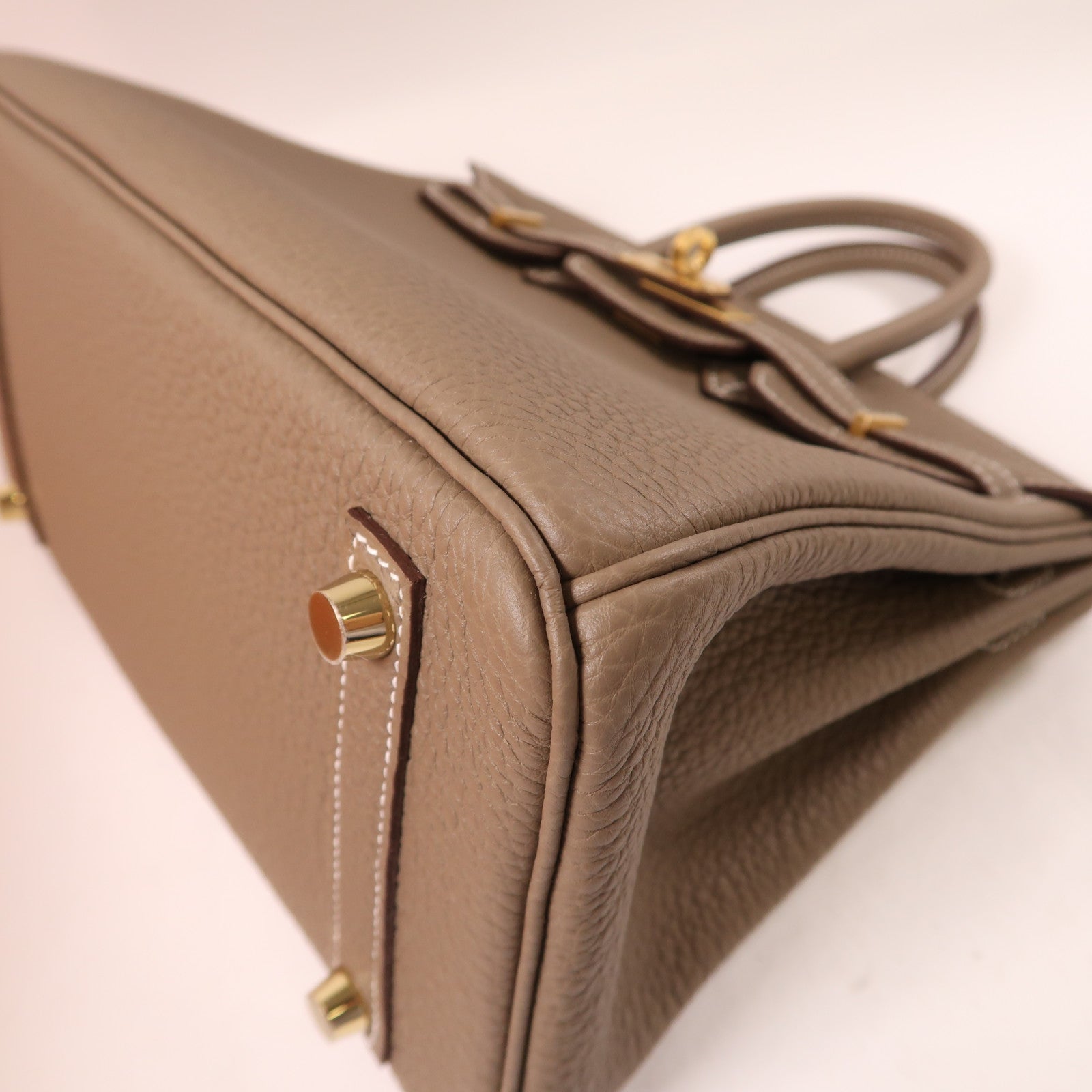 HERMES (PRICE DOWN) GHW Birkin 25 Handbag Togo Leather Etoupe Gray