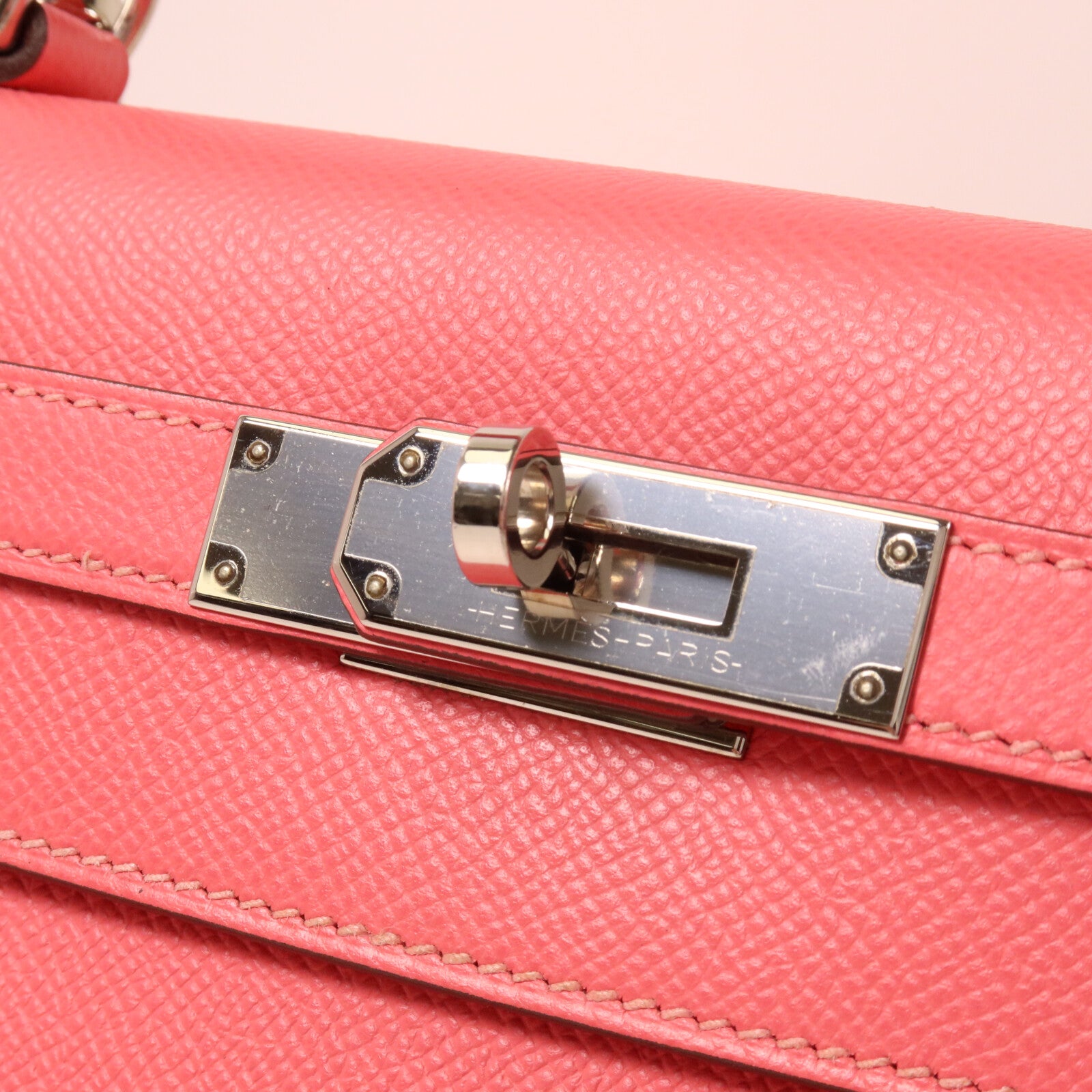 HERMES Epsom皮革Kelly 28手挽肩背兩用袋Rose Azalee