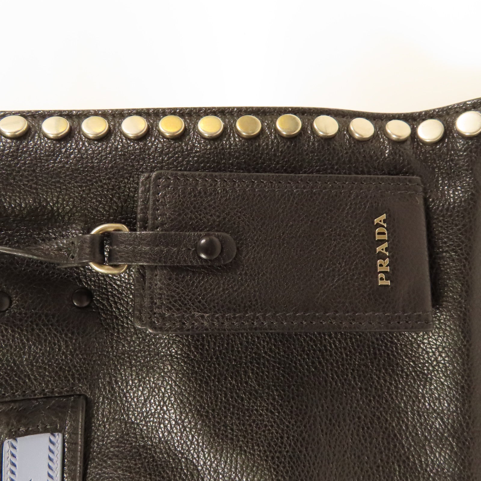 PRADA 牛皮皮革Etiquette銀扣肩背袋