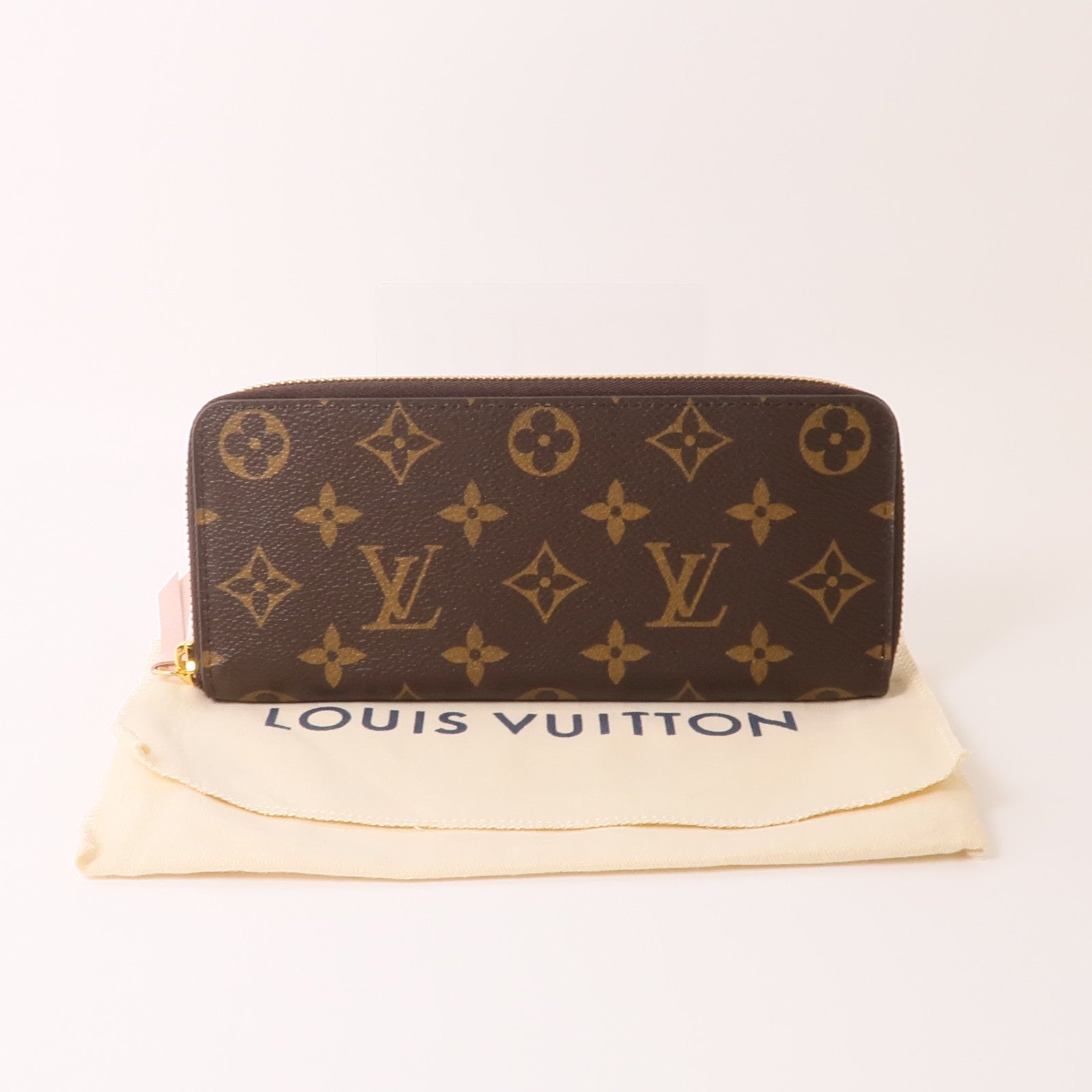 LOUIS VUITTON Monogram Clemence金扣長錢包棕色