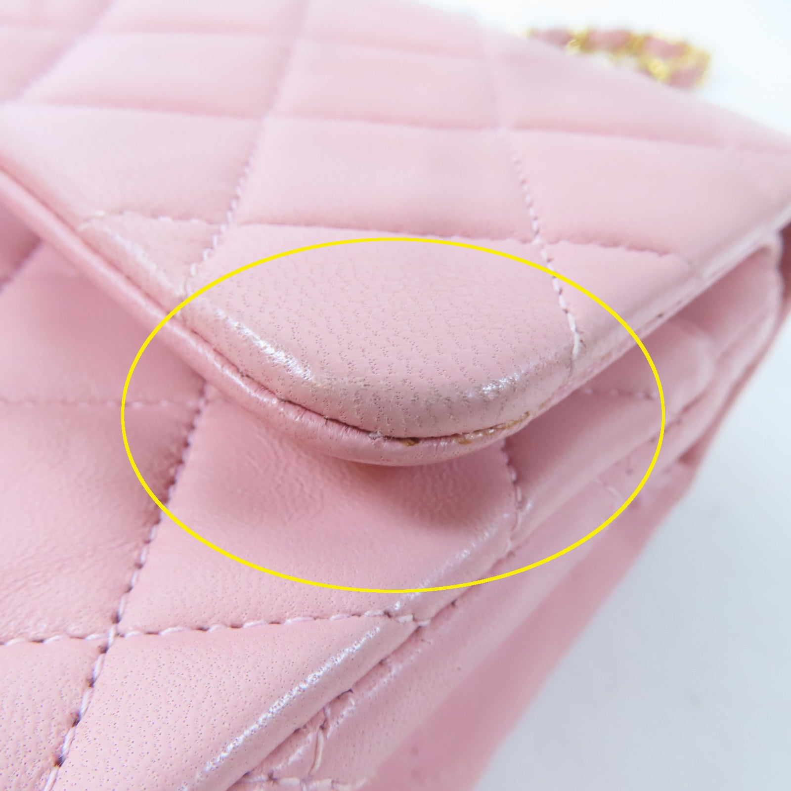 CHANEL 菱格羊皮皮革Chain Shoulder Bag金扣鏈帶肩背袋粉紅色