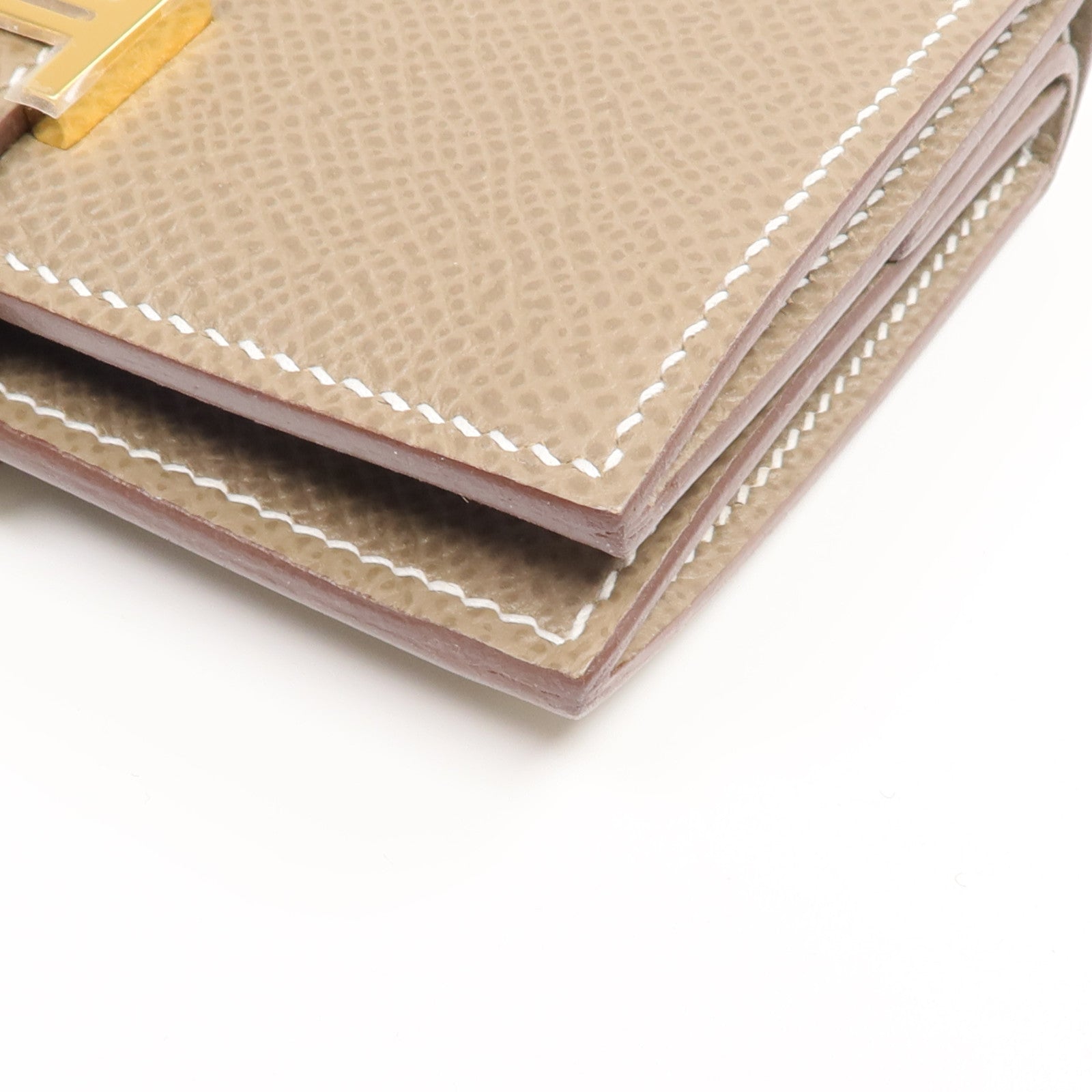 HERMES 【激減優惠】Epsom皮革Bearn Mini Wallet金扣錢包Etoupe