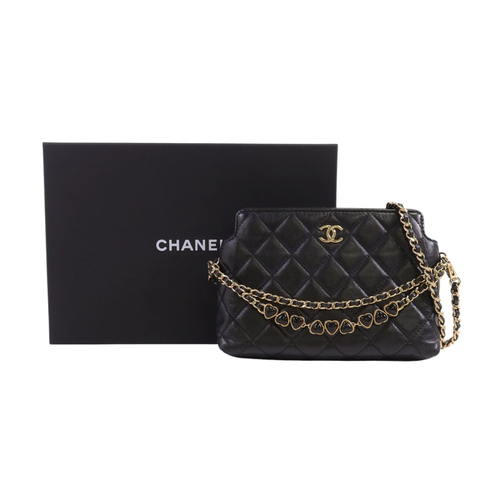 CHANEL 【激減優惠】羊皮皮革Chain Shoulder金扣鏈帶肩背袋