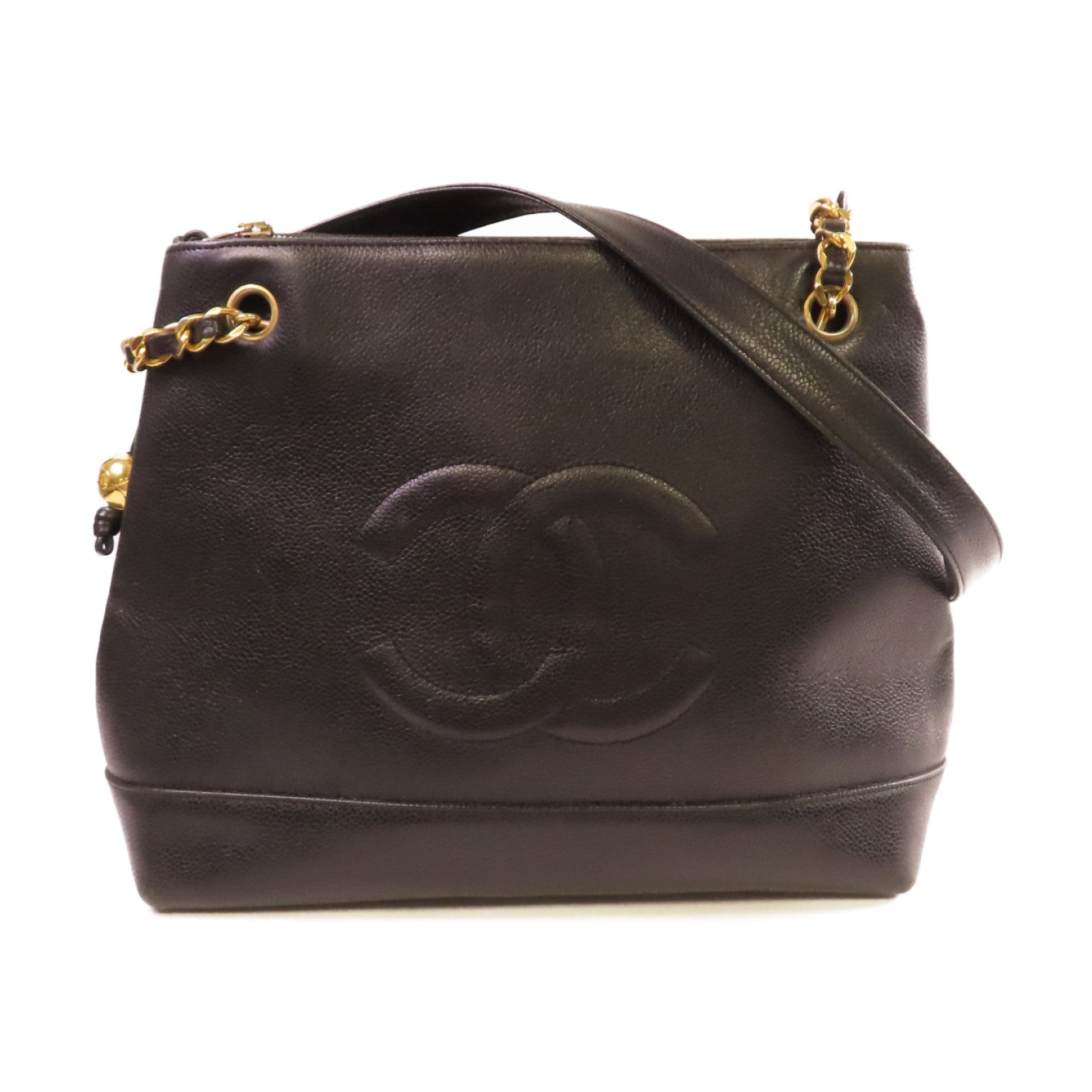 CHANEL 【激減優惠】Caviar皮革Vintage Shoulder Bag金扣肩背袋黑色