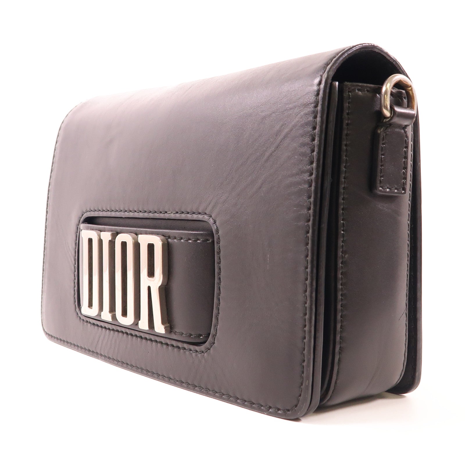 Dior 牛皮皮革J'adore銀扣肩背袋