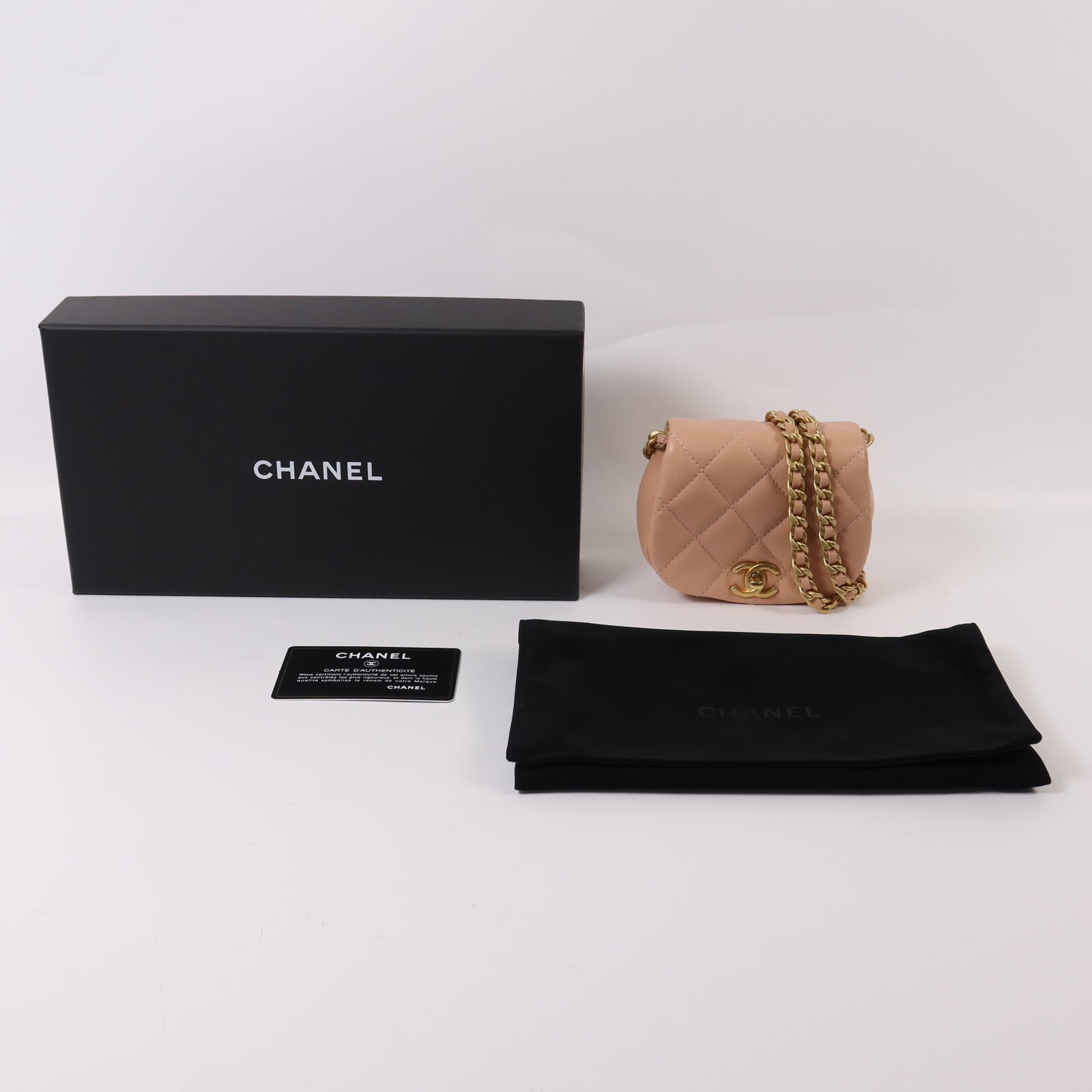 CHANEL 羊皮皮革Chain Shoulder金扣鏈帶肩背袋