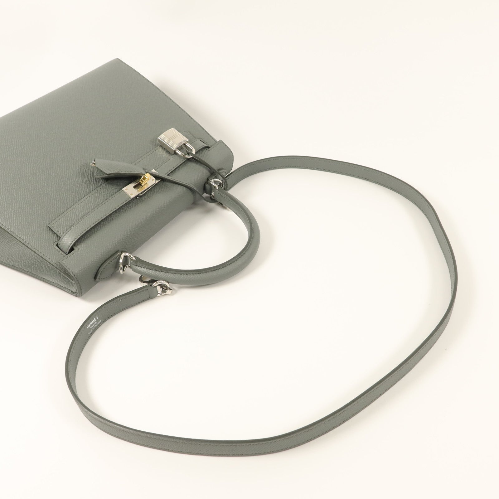 HERMES Epsom皮革Kelly 25手挽肩背兩用袋Vert Amande
