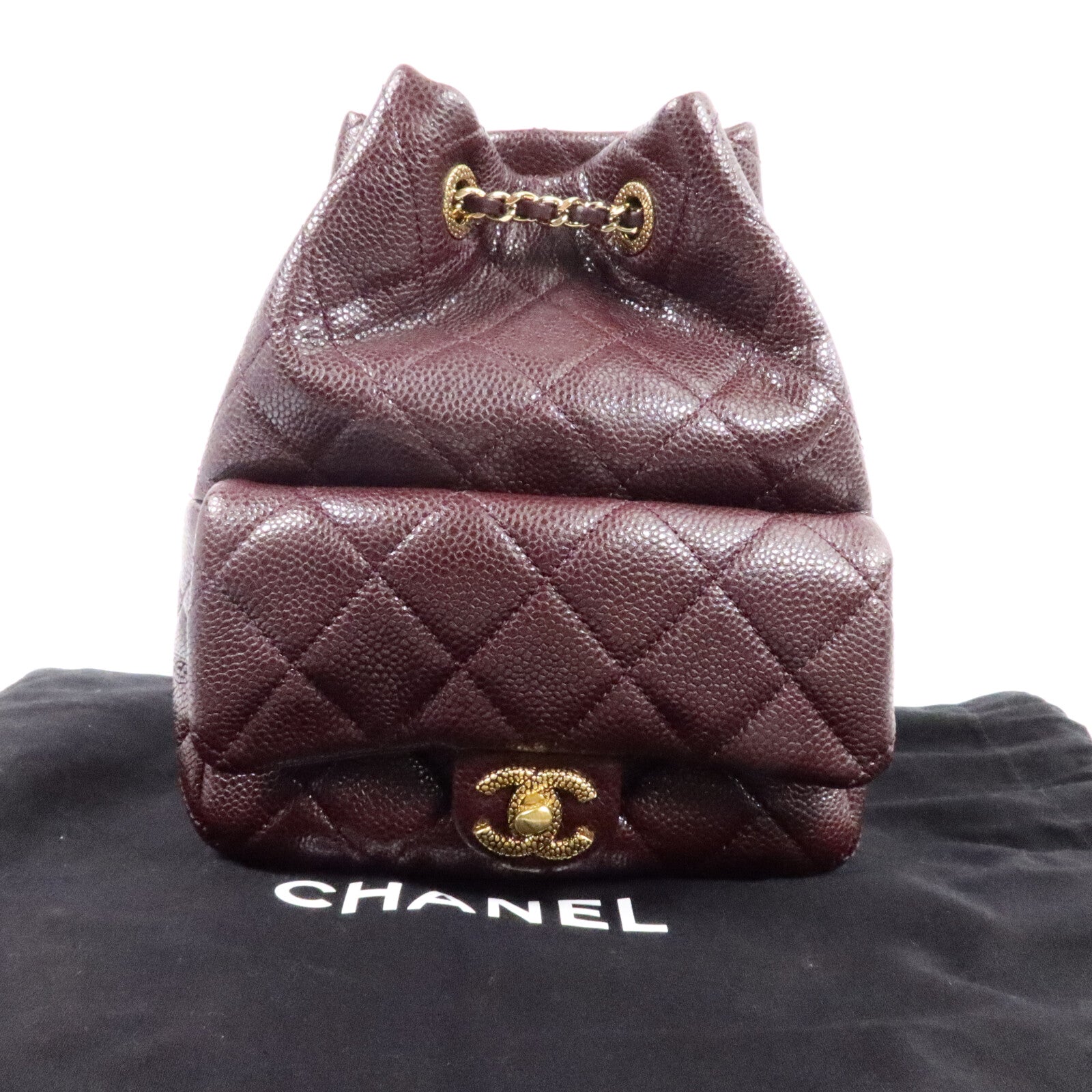 CHANEL 牛皮皮革Backpack鏈帶背包