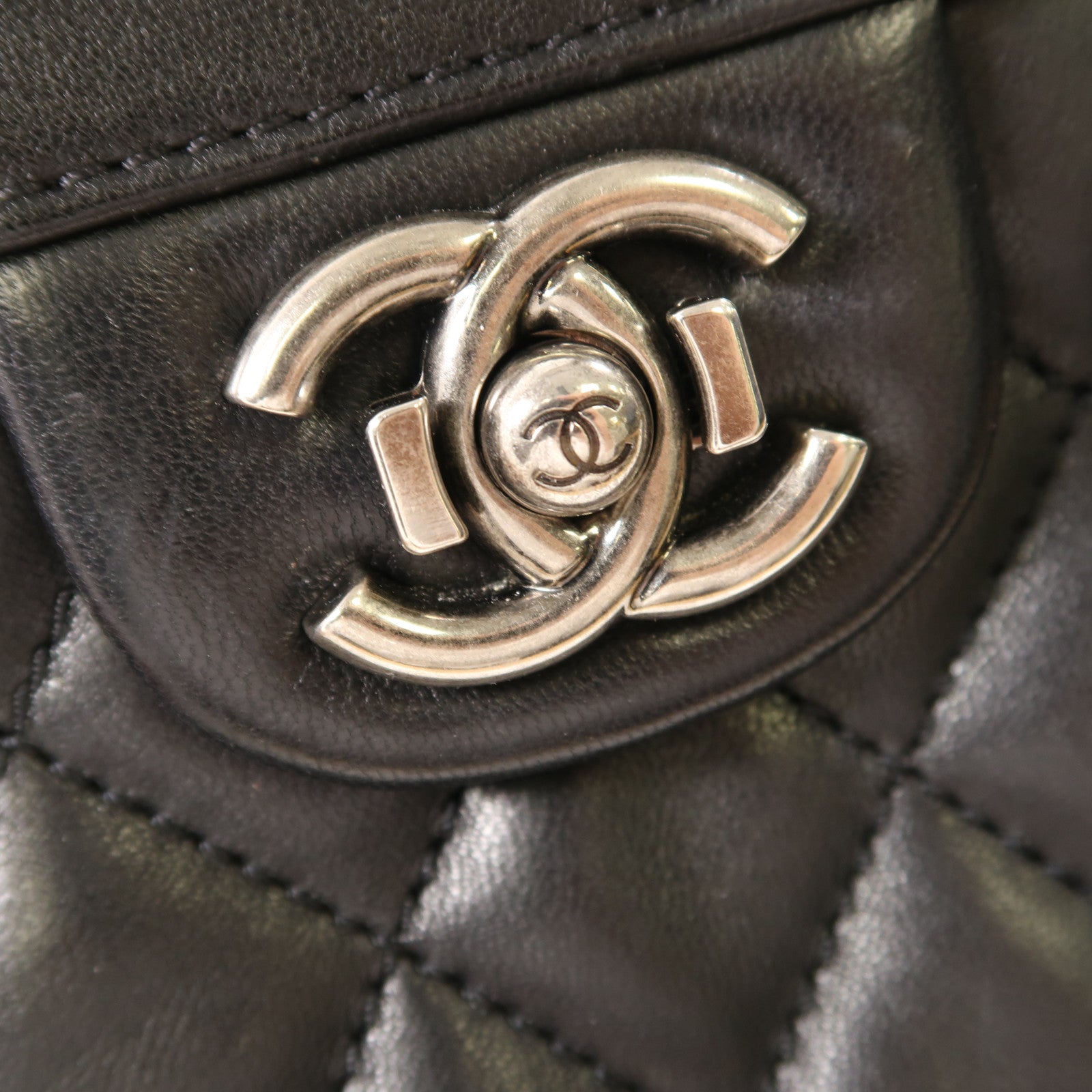 CHANEL CC Boy Vanity Case 2 Way Shoulder Bag Lambskin Leather Black